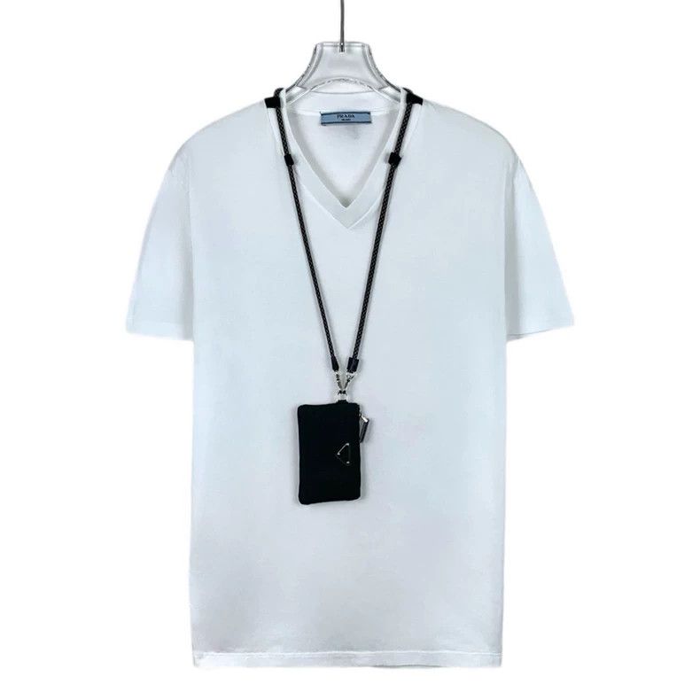 Prada White Prada Short Sleeve T-Shirt with Neck Strap-dmc Size US S / EU 44-46 / 1 - 1 Thumbnail