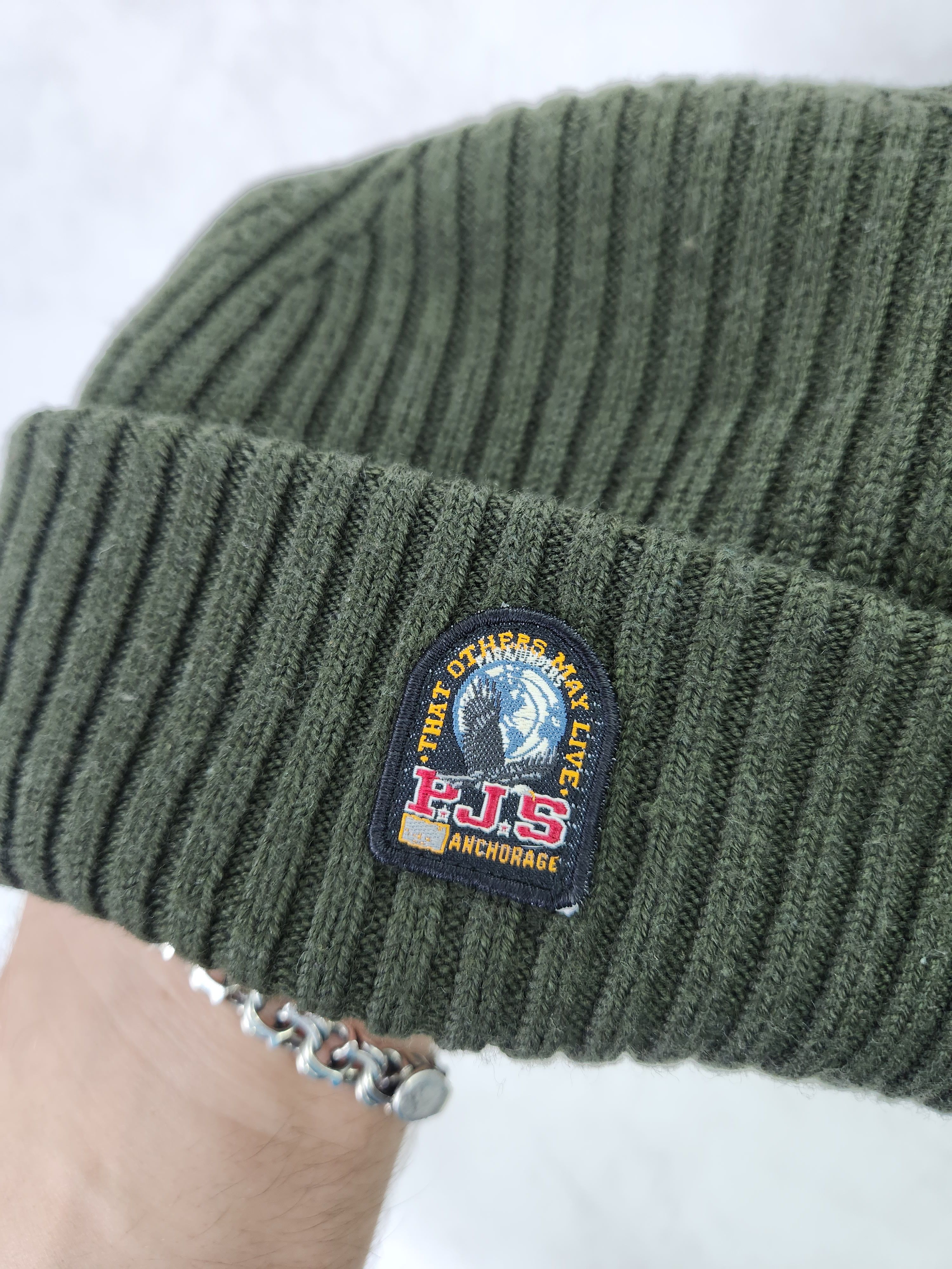 Parajumpers Parajumpers Merino Wool Beanie Hat Green Knit Small Logo Size ONE SIZE - 3 Thumbnail