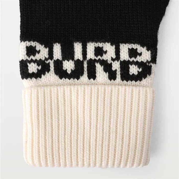 Burberry o1w1db10126 Size: XL / BB Logo Wool Knit Gloves Black/Ivory Size ONE SIZE - 4 Thumbnail