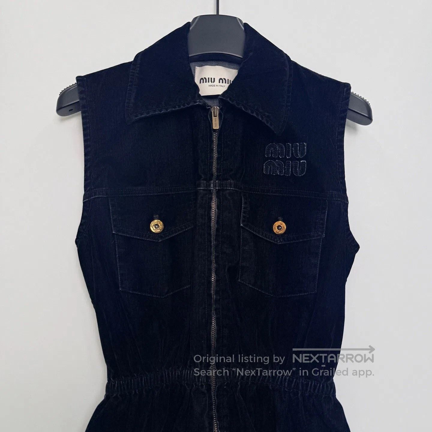 Miu Miu MIU MIU Solid Flared Collar Zip Sleeveless Dress. Size XS / US 0-2 / IT 36-38 - 2 Thumbnail