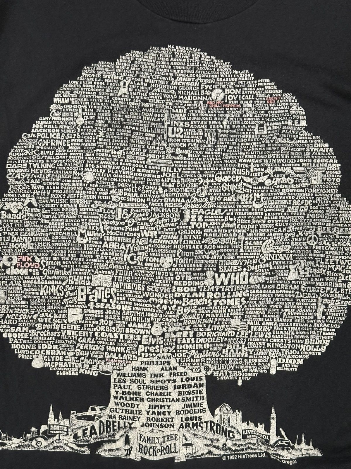 Band Tees Vintage 1992 Family Tree of Rock n Roll Screen Stars Large Size US L / EU 52-54 / 3 - 2 Thumbnail