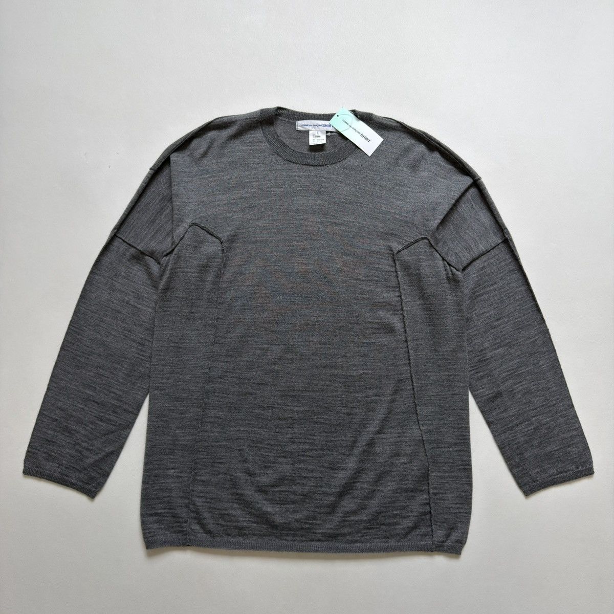 Comme des Garcons Gray Panelled Wool Sweater Size US M / EU 48-50 / 2 - 3 Thumbnail