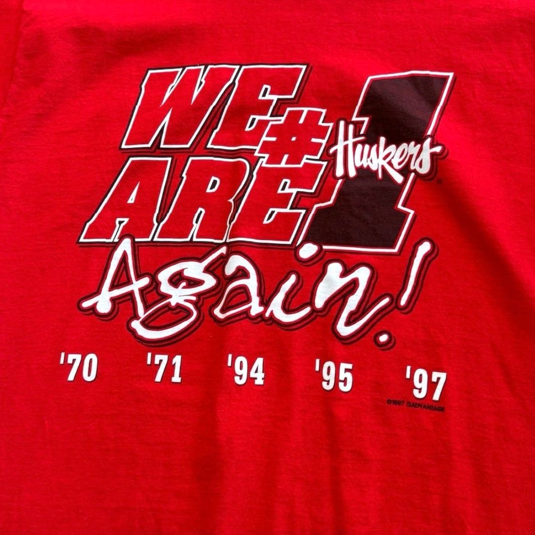 Fruit Of The Loom VINTAGE 90s Nebraska Cornhuskers Football Champions T-Shirt Men L Red 1997 Football College University 90s Short Sleeve Shirt Mens Size US L / EU 52-54 / 3 - 2 Thumbnail