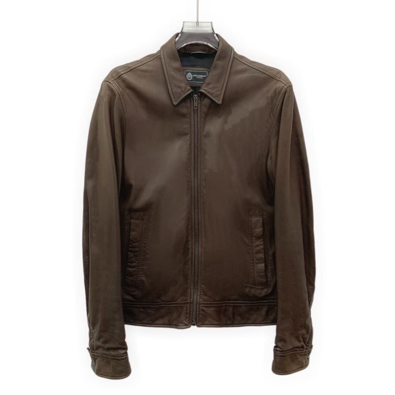 Dolce & Gabbana Dolce & Gabbana Lambskin Leather Jacket Dark Brown (44) Size US XS / EU 42 / 0 - 1 Thumbnail
