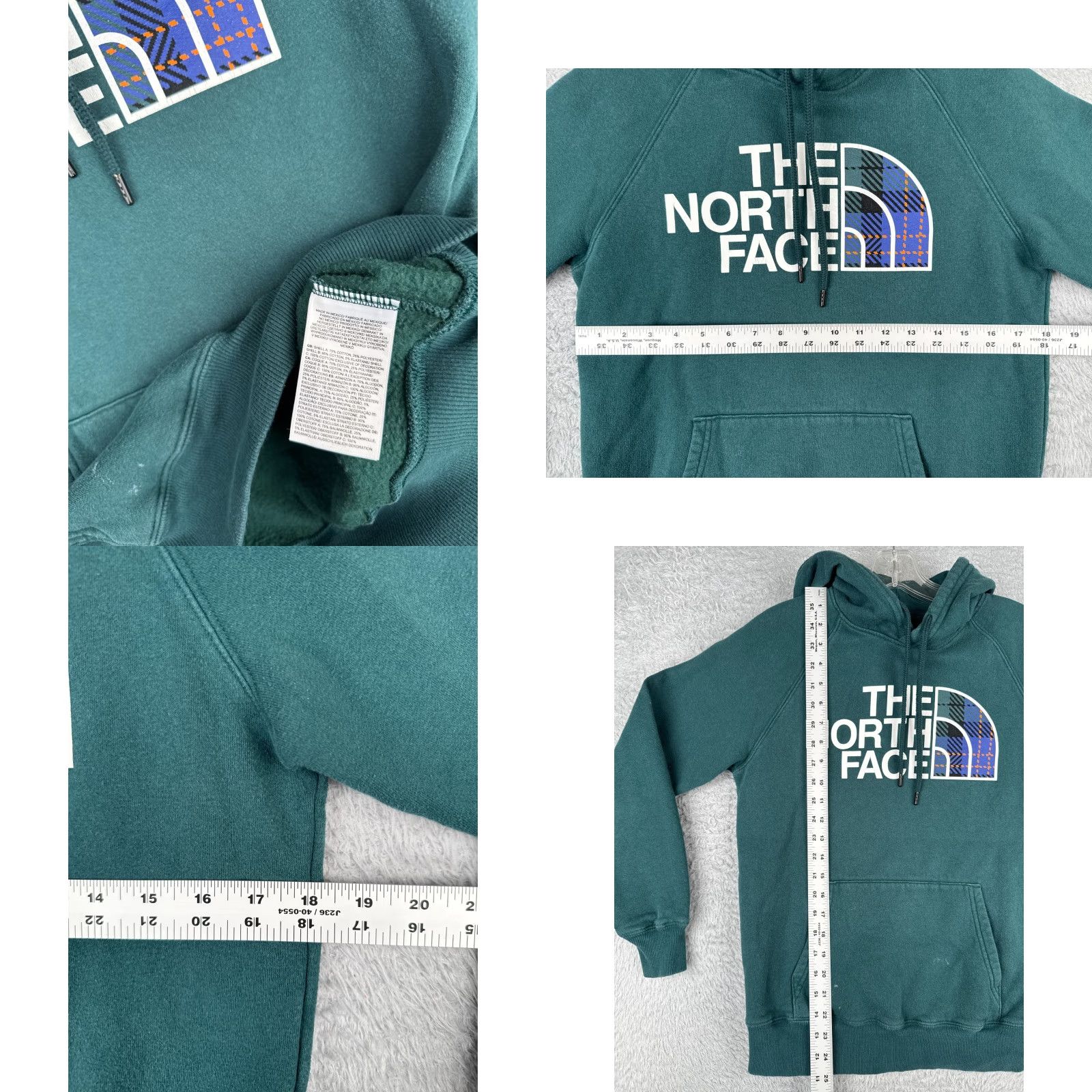 The North Face The North Face Hoodie Womens S Green Plaid Pullover Cotton Blend Sweater Sweatshirt Size S / US 4 / IT 40 - 8 Thumbnail
