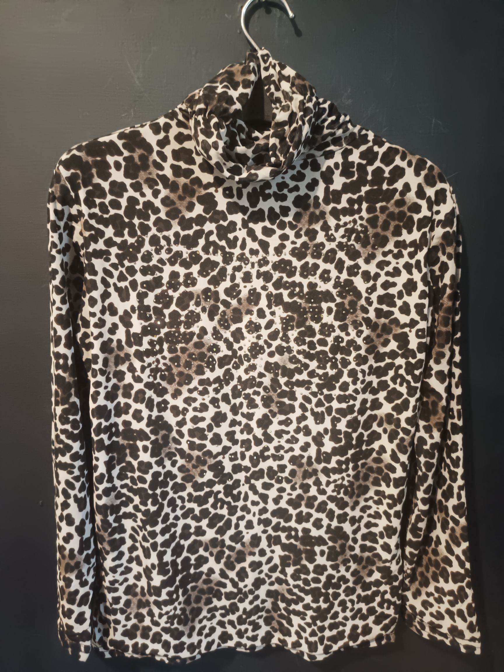 If Six Was Nine × Japanese Brand × Vintage Women's Long Sleeve Rhinestones Leopard Print Turtleneck Size M / US 6-8 / IT 42-44 - 8 Thumbnail