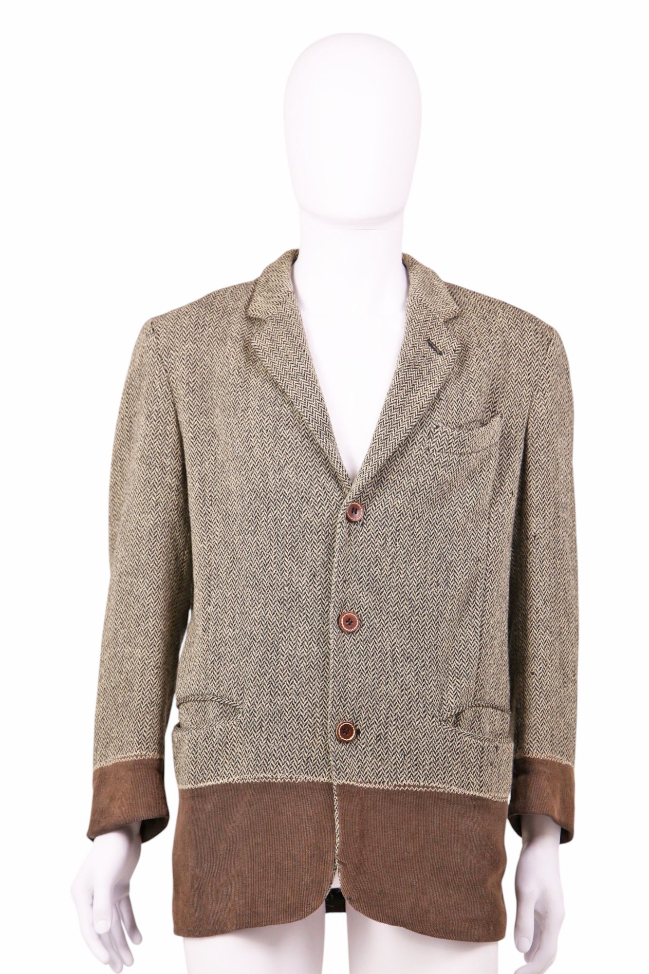 Dirk Bikkembergs 1990's - Wool Harringbone Grey Blazer Size 48R - 1 Thumbnail