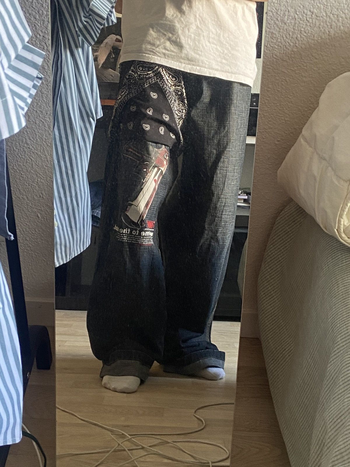 Vintage Ultra Baggy Guns Printed Denim Arme Clothing Size US 38 / EU 54 - 5 Thumbnail