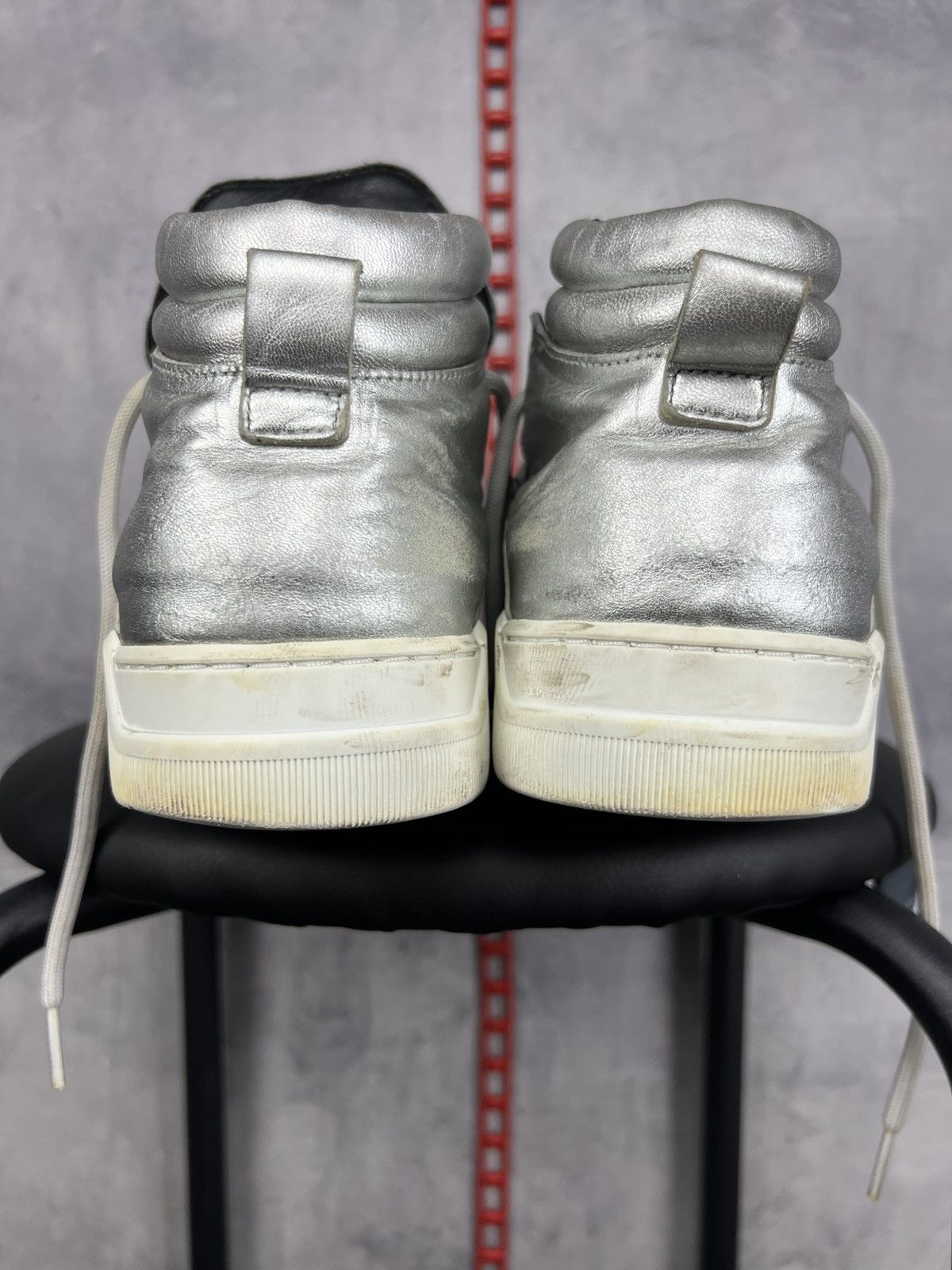 Dolce & Gabbana Dolce & Gabbana Silver Leather High Top Sneakers Size 8,5 Size US 8.5 / EU 41-42 - 25 Thumbnail