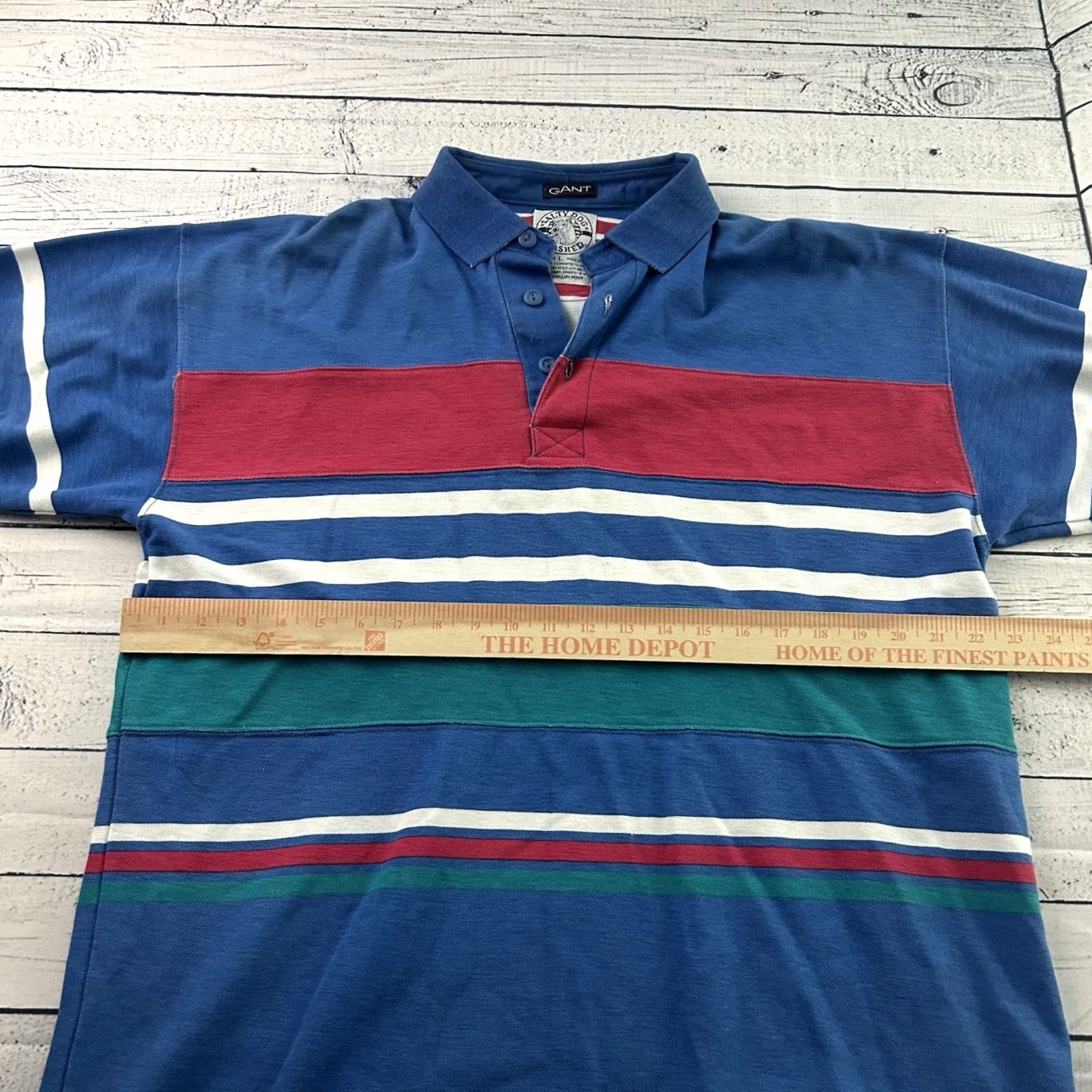 Gant GANT Salty Dog Washed Striped Short Sleeve Button Front Polo Shirt Men's Large Color Multicolor Short Sleeve Polo Mens L Striped Dog Theme Size US L / EU 52-54 / 3 - 5 Thumbnail