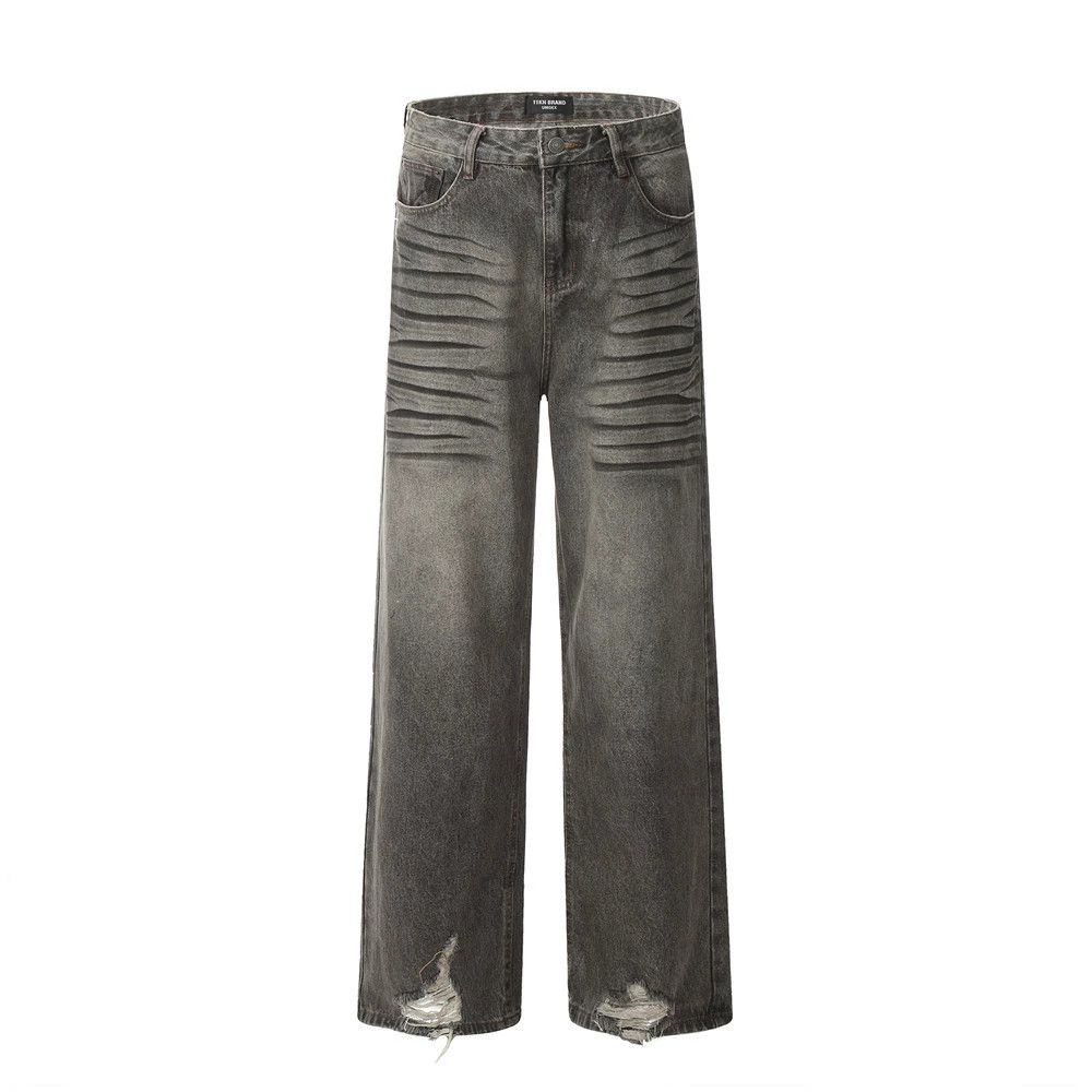 Vintage Men's vintage distressed loose wide-leg ripped jeans Size US 32 / EU 48 - 1 Thumbnail