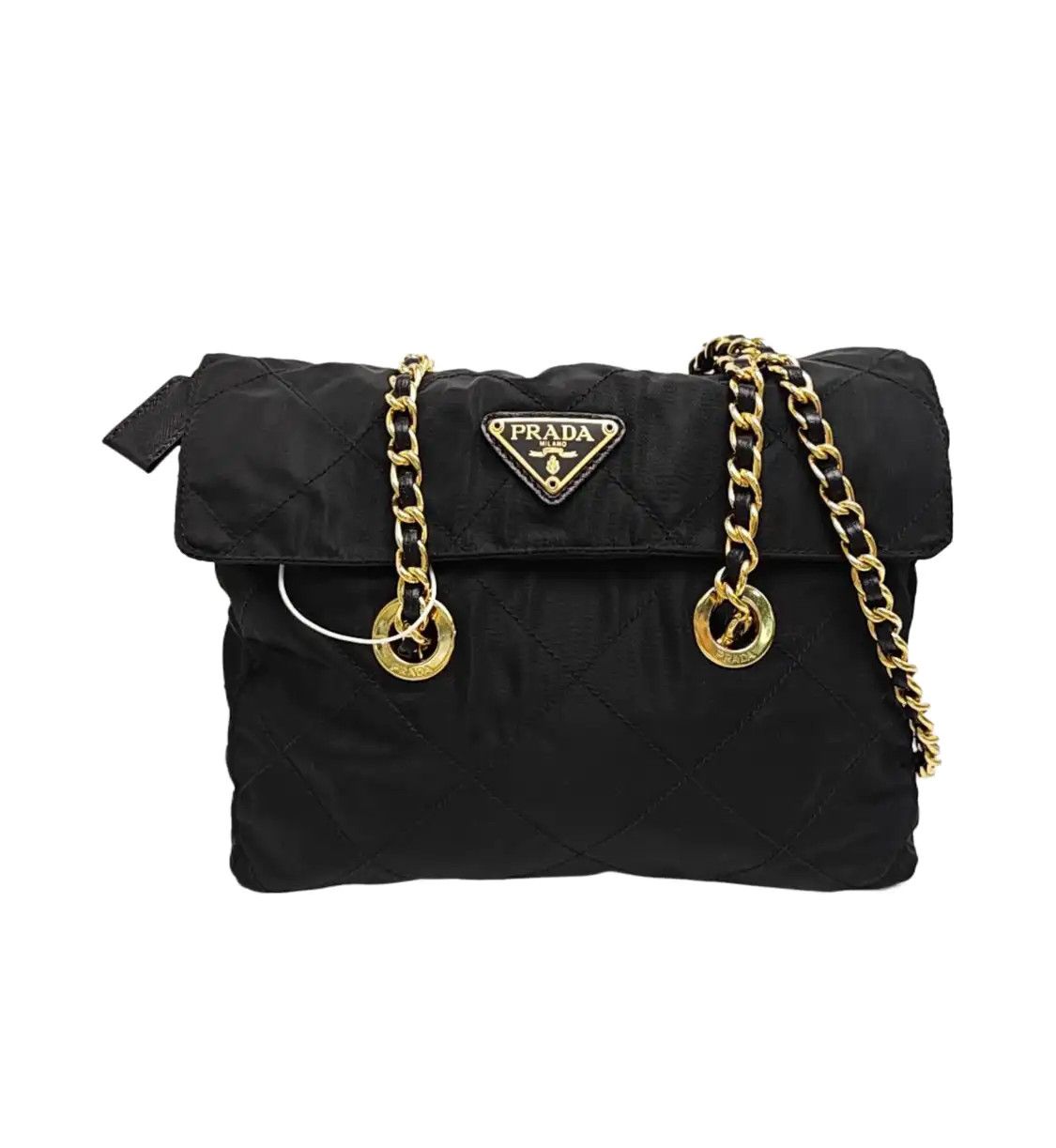 Prada PRADA black nylon logo quilted parachute bag shoulder bag crossbody gold hardwar Size ONE SIZE - 1 Thumbnail