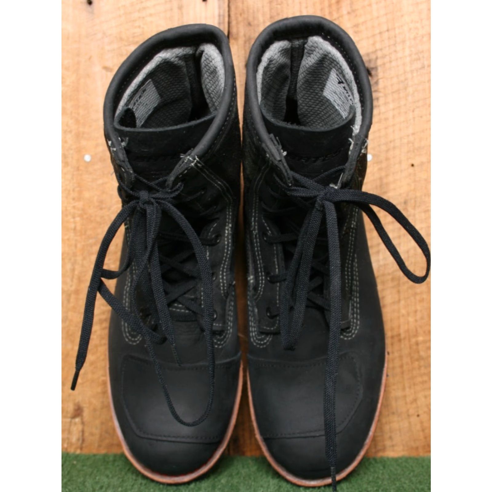 Vintage BATES Bomber Black Leather Canvas 8" Work Boots Men's Sz. 10M Vibram Sole Camouflage Style Combat Shoe Shirt? Size US 10 / EU 43 - 5 Thumbnail