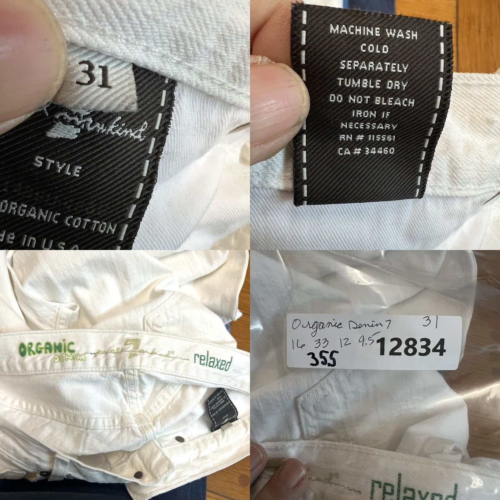 7 For All Mankind 7 For All Mankind Jeans Womens SZ 32/33 White Organic Relaxed Button Fly Denim Size 24" / US 00 / IT 34 - 9 Thumbnail