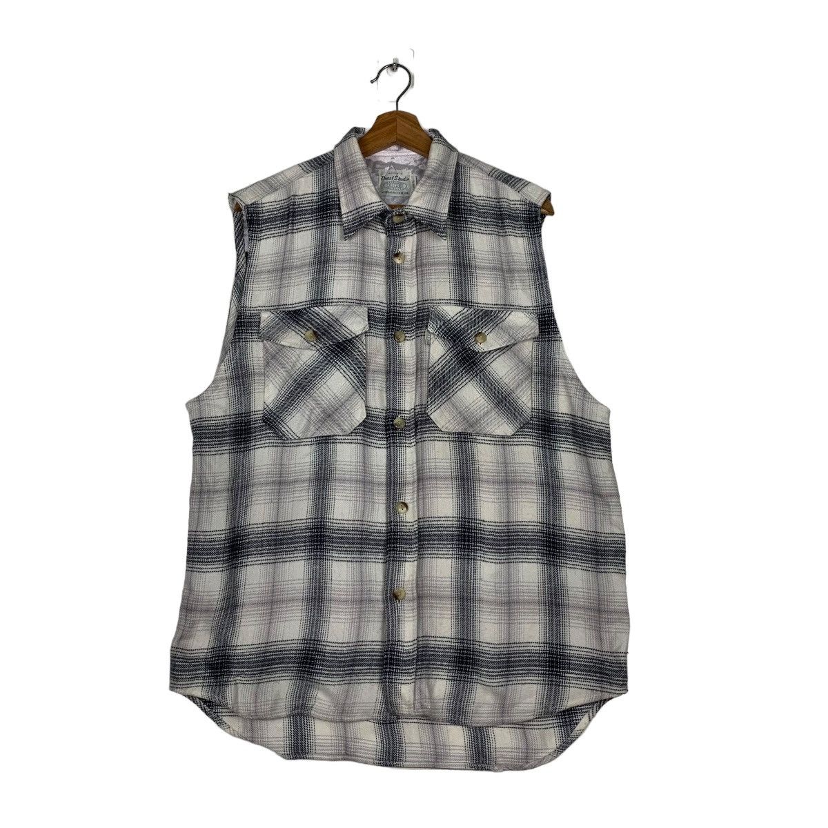 Japanese Brand PRACT STUDIO Shadow Plaid Sleeveless Flannel #0090-C6 Size US L / EU 52-54 / 3 - 1 Thumbnail