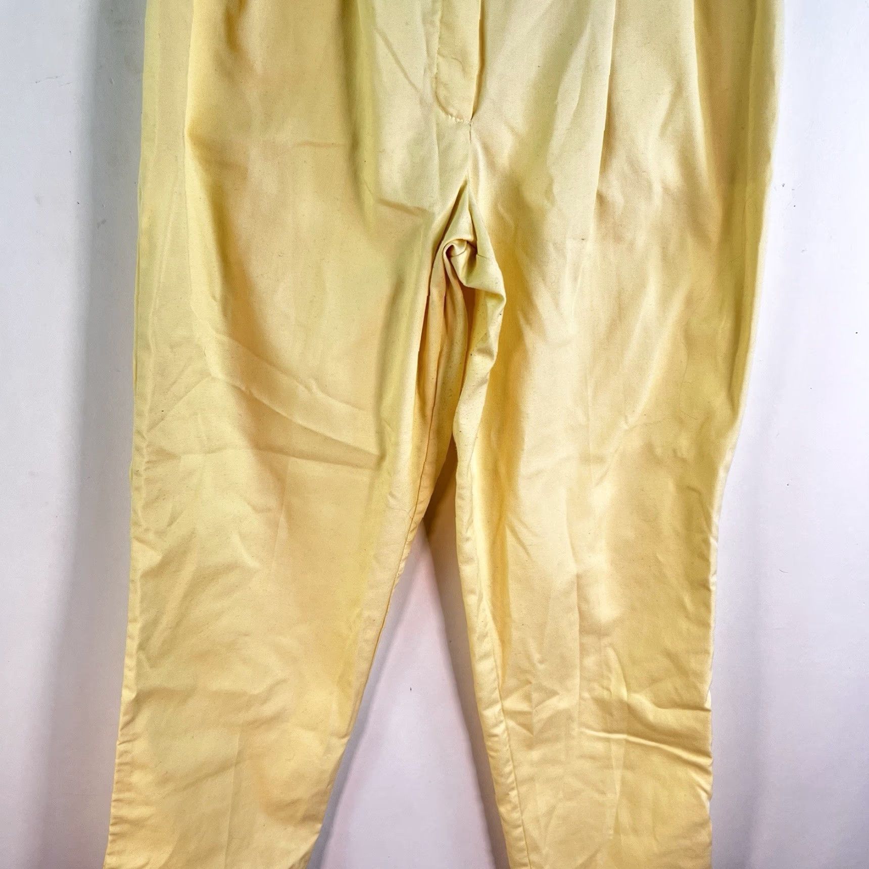 Sears VINTAGE Sears Dress Pants Womens Size 12 Straight Leg Pleated Yellow Cotton Twill Made in USA 27X30 Size 34" / US 12 / IT 48 - 3 Thumbnail
