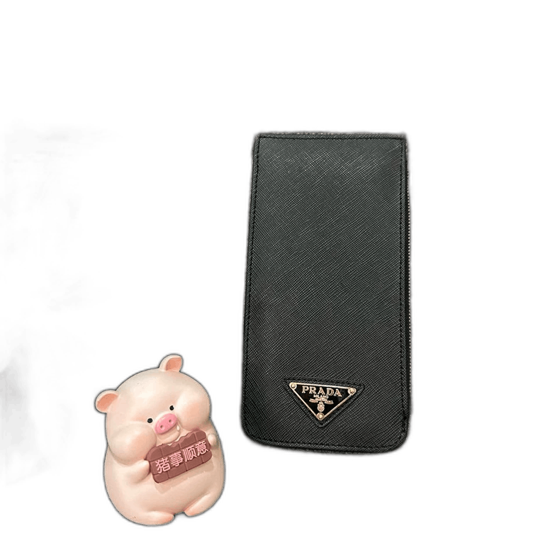PRADA Leather Long Wallet with Metal Logo