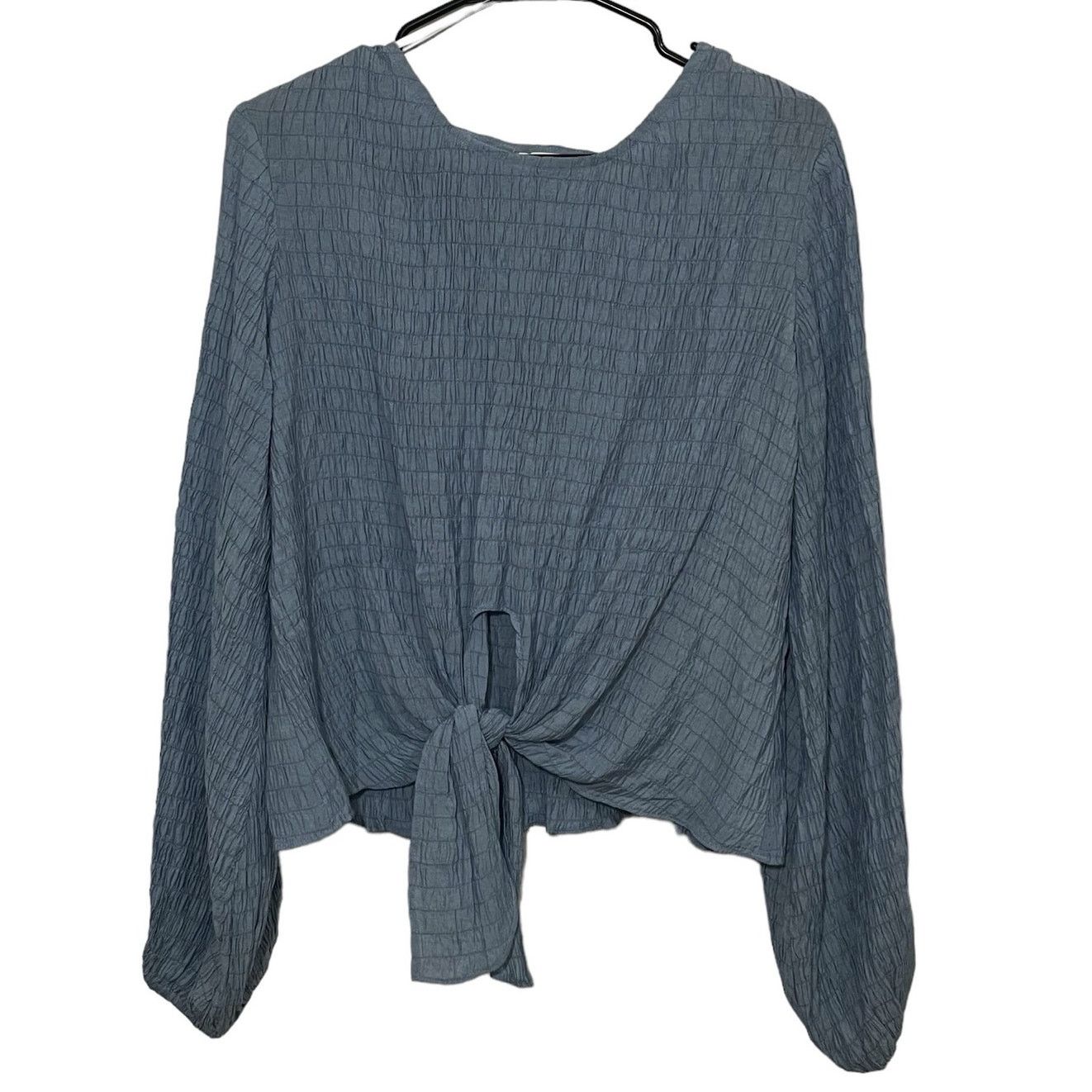 Other SOVERE Tie Front Light Blue Stretchy Blouse AUS 12 US Large Size L / US 10 / IT 46 - 8 Thumbnail