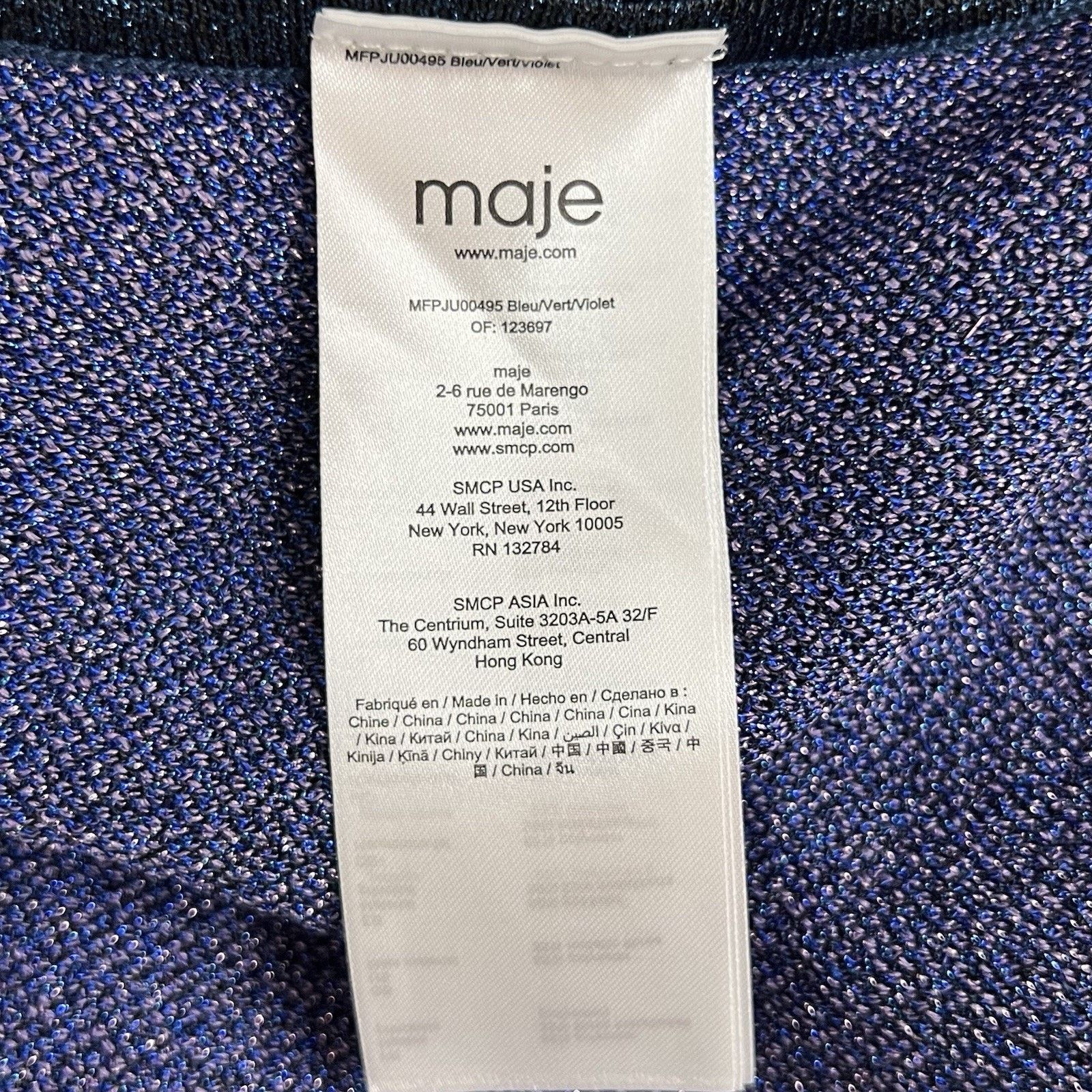 Maje maje Miniskirt Purple Blue Ombré Going Out Metallic Zip Up Size 34" / US 12 / IT 48 - 6 Thumbnail