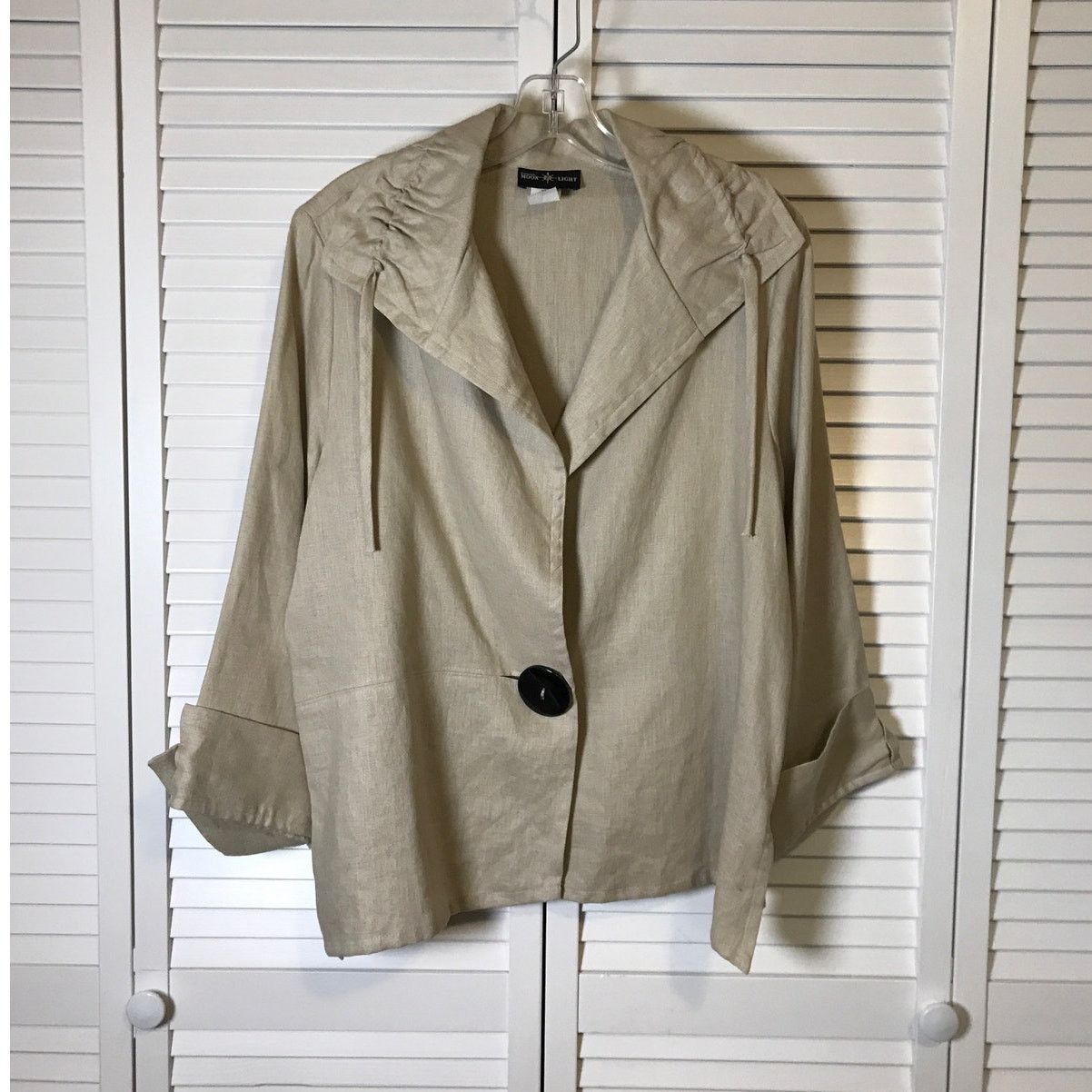 Other Connie’s Moon Light Tan V-Neck Long-Sleeve Linen Jacket M Size M / US 6-8 / IT 42-44 - 1 Thumbnail