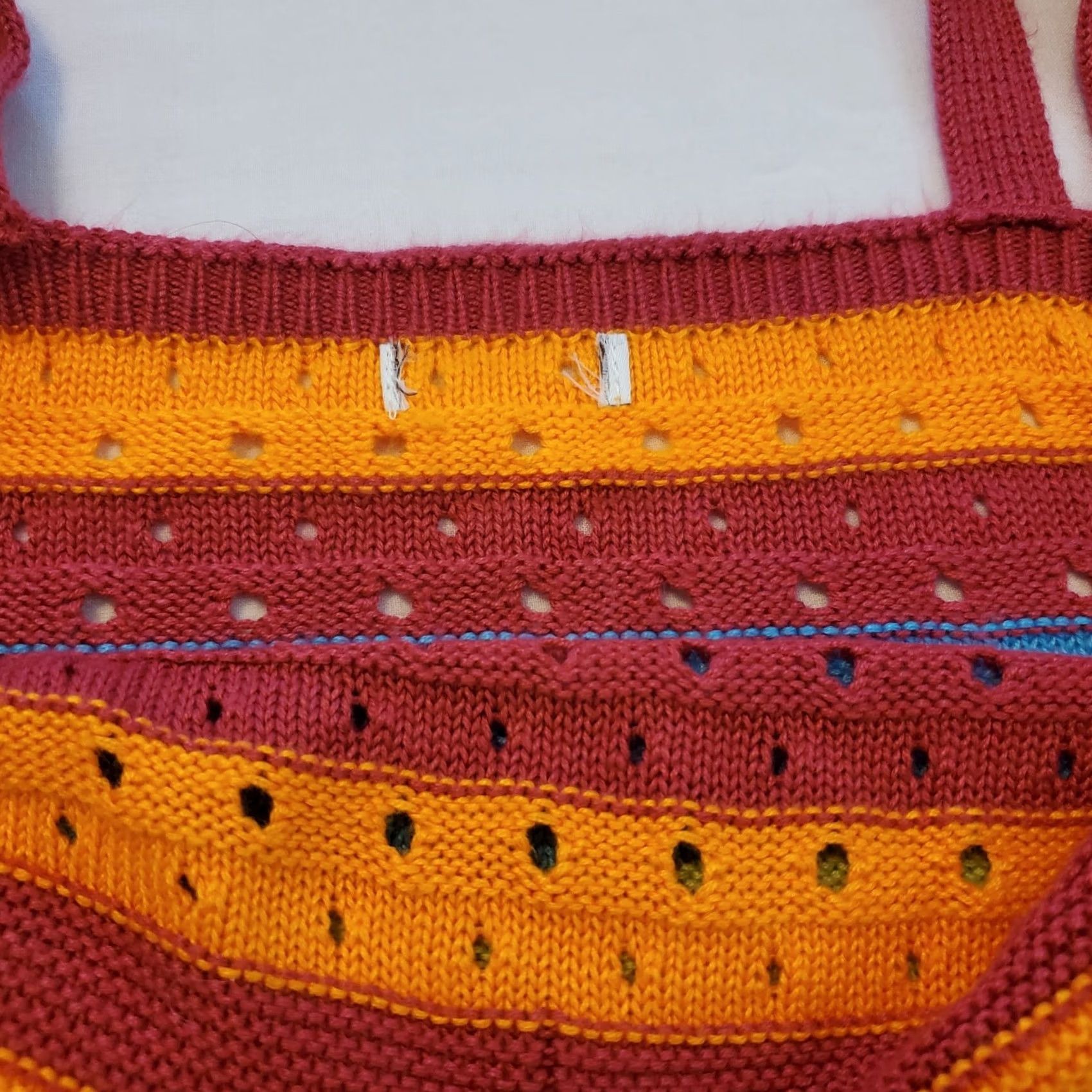 Rainbow Womens Rainbow Neon Knit Crochet Cropped Tank Top L Multicolor V-Neck Sleeveless Cropped Casual Hippie Boho Summer/Party Womens Size L / US 10 / IT 46 - 4 Thumbnail