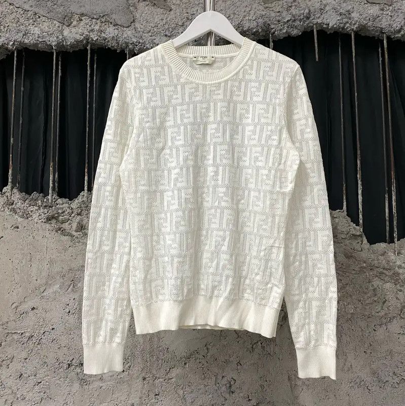 Fendi Fendi Women's White Knit Sweater 0089 Size ONE SIZE - 1 Thumbnail