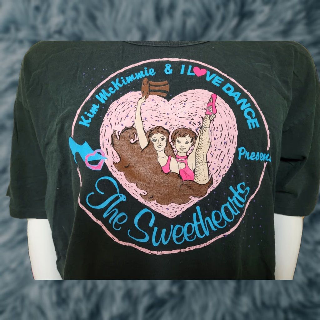 DANCER VTG Womens T Shirt OSFA Black 100% Cotton I Love Dance The Sweethearts Logo Tee Short Sleeve Round Neck Casual 90s Dance Womens Size ONE SIZE - 1 Thumbnail