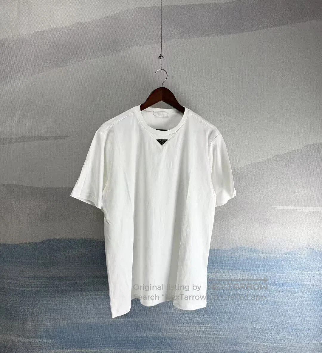Prada Prada White Chest Triangle Logo Short Sleeve T-Shirt| Size L / US 10 / IT 46 - 1 Thumbnail