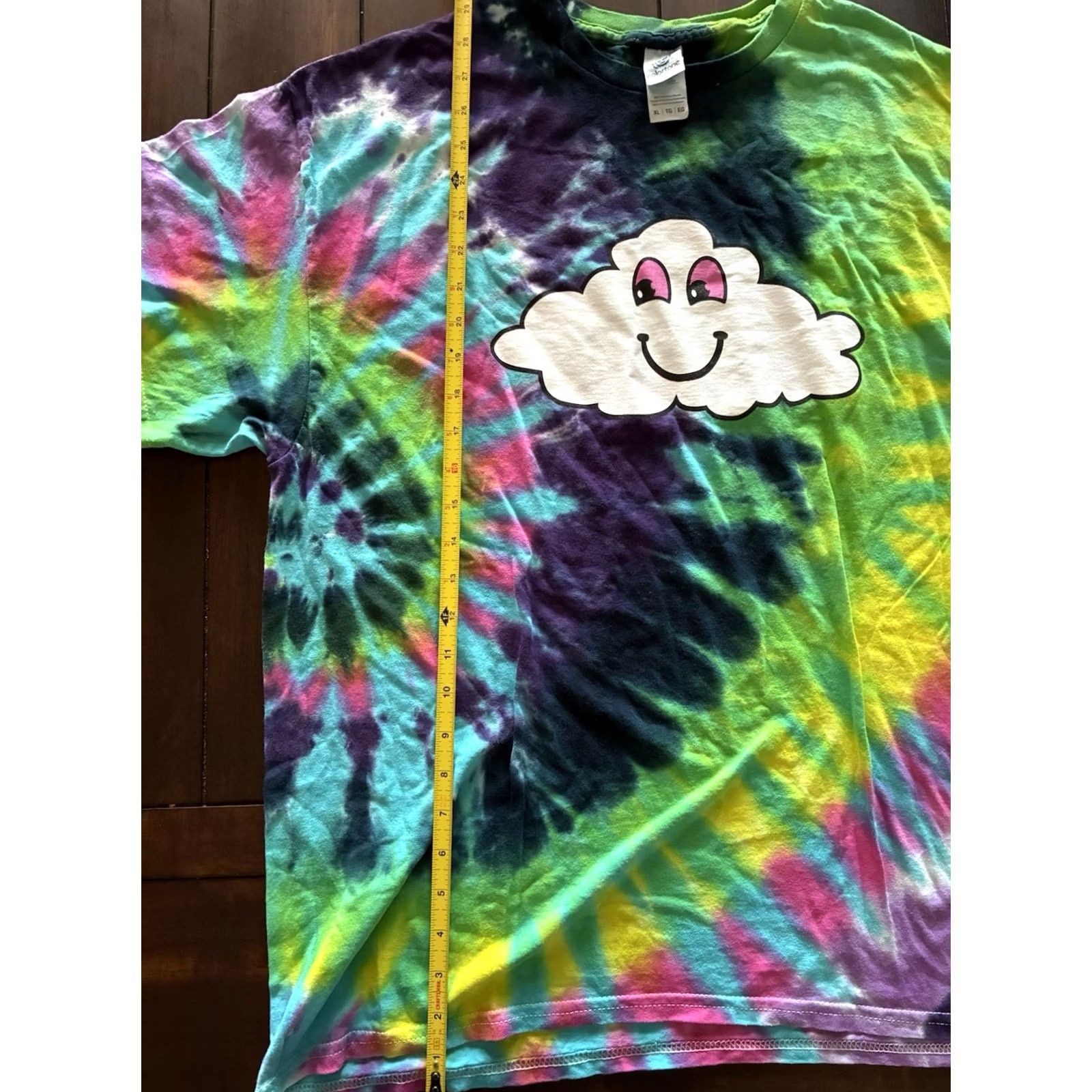 Vintage VINTAGE Smiley Cloud Shirt Tie Dye Mens XL Happy! Size US XL / EU 56 / 4 - 5 Thumbnail