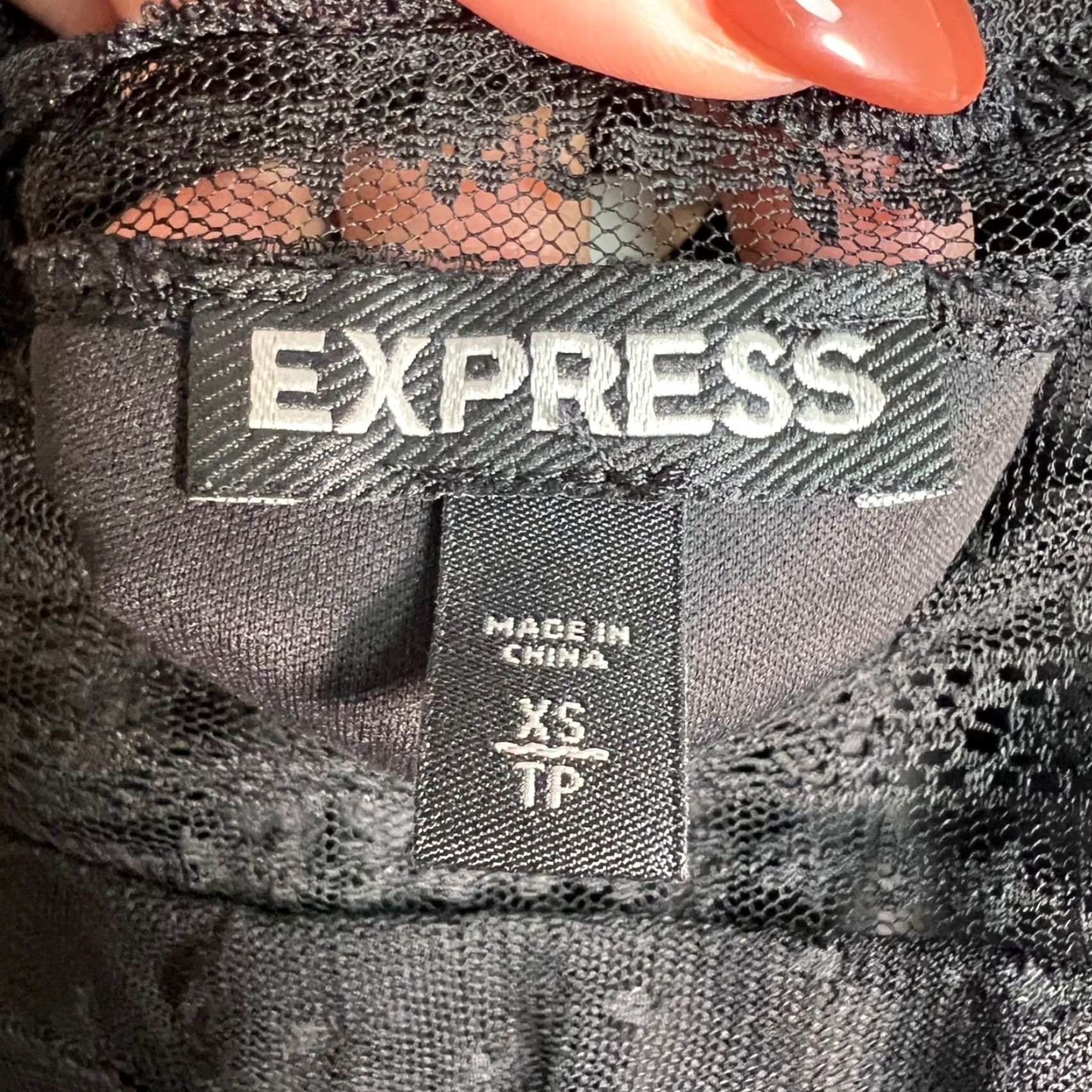 Express Express Womens Blouse XS Sheer Black Ruffle Long Sleeve Pullover Shirt, Mimic Classic, Casual, Nylon/Polyester, Express Size XS / US 0-2 / IT 36-38 - 3 Thumbnail