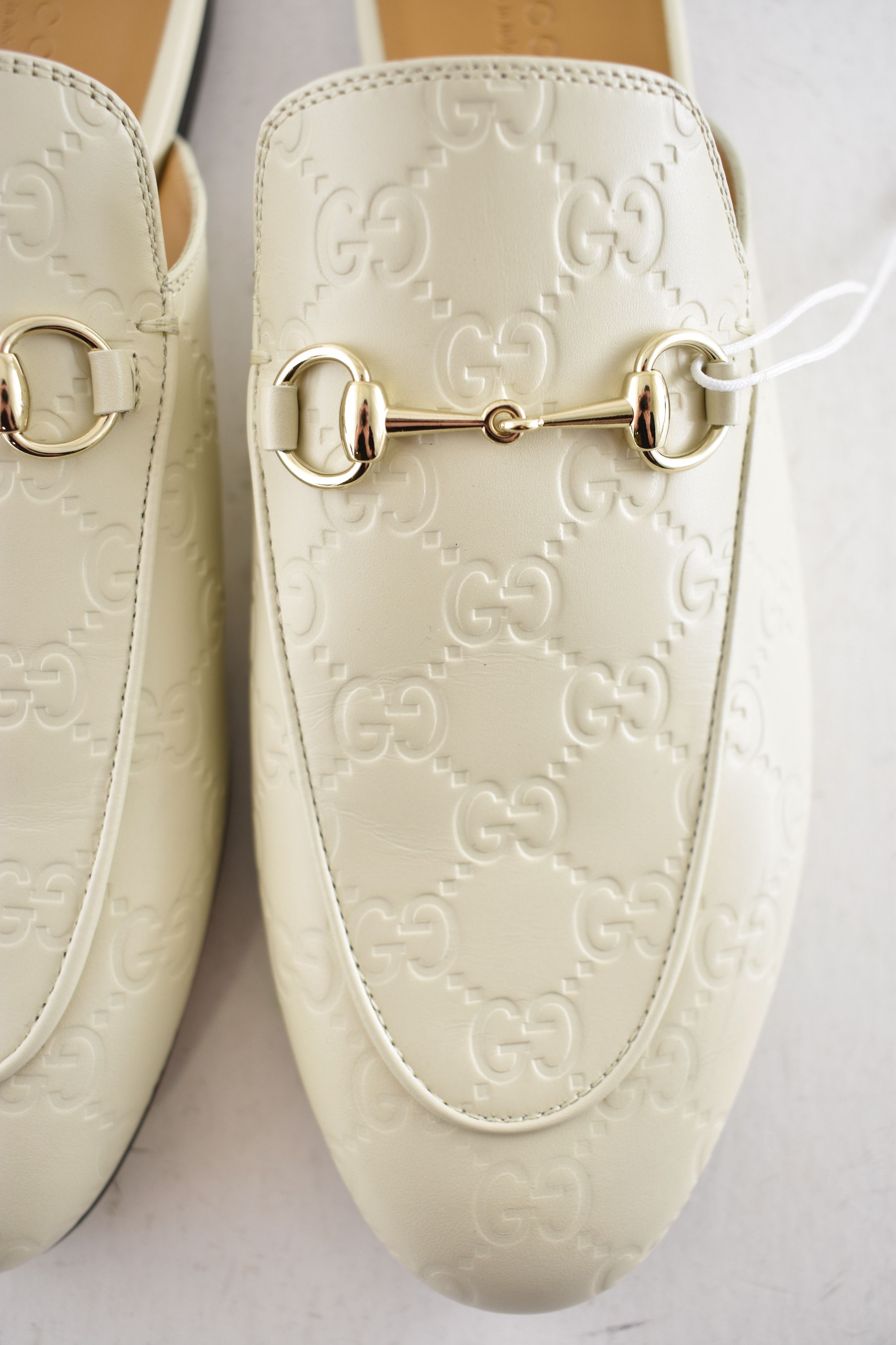 Gucci Gucci Princetown Ivory GG Logo Slide Loafer Mule Flat 36.5 Size US 6.5 / IT 36.5 - 10 Thumbnail