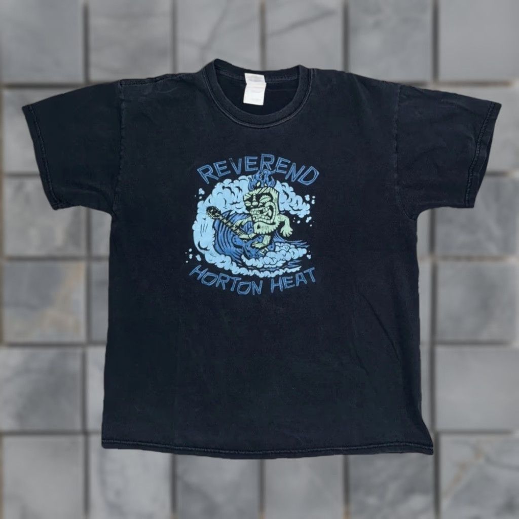 Gildan VINTAGE Reverend Horton Heat T-Shirt Graphic Surf Blue L Mens 21x25 Size US L / EU 52-54 / 3 - 1 Thumbnail