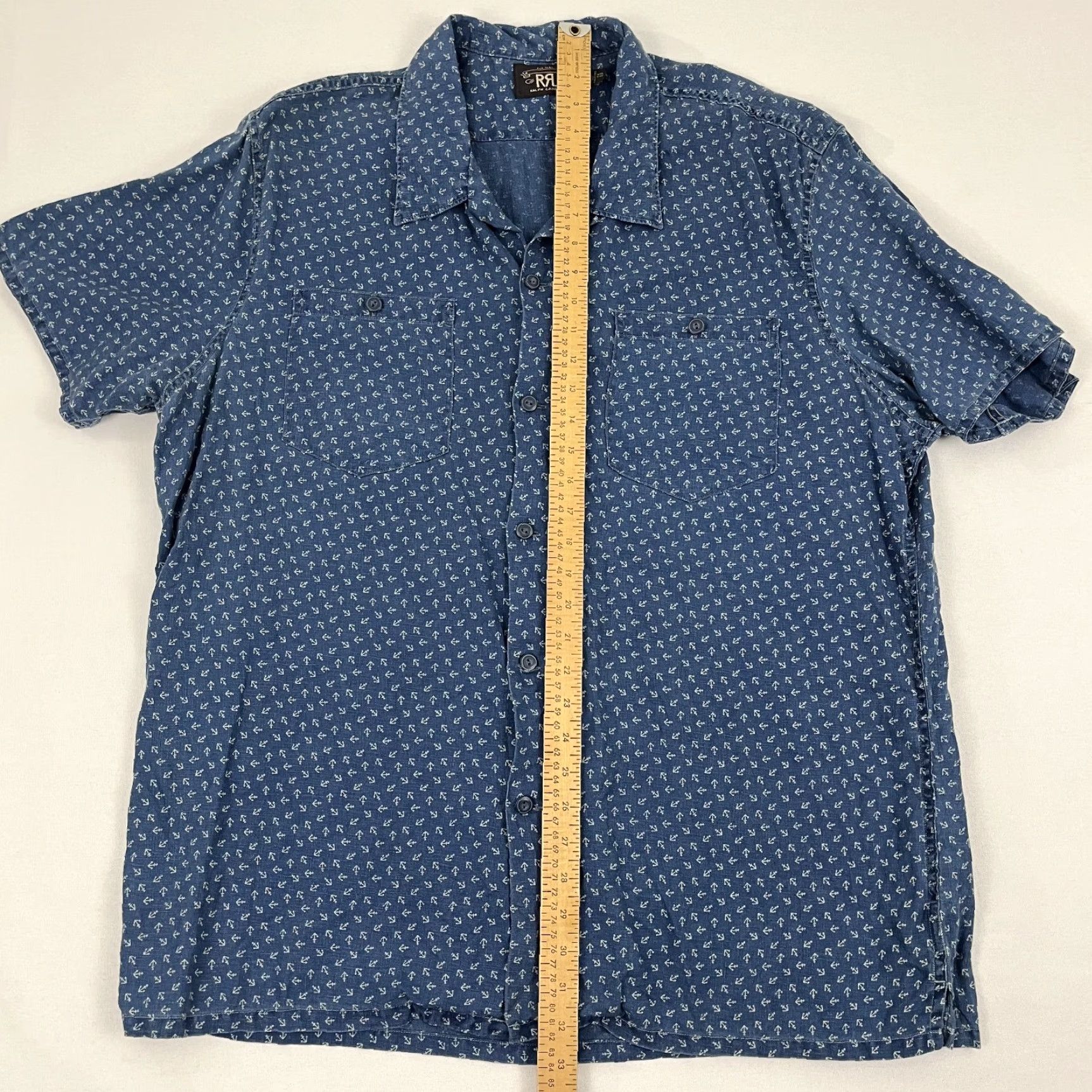Nautica RRL Double RL Ralph Lauren Shirt Mens 2XL Blue Anchor Nautical Boat Linen Preppy Size US XXL / EU 58 / 5 - 4 Thumbnail