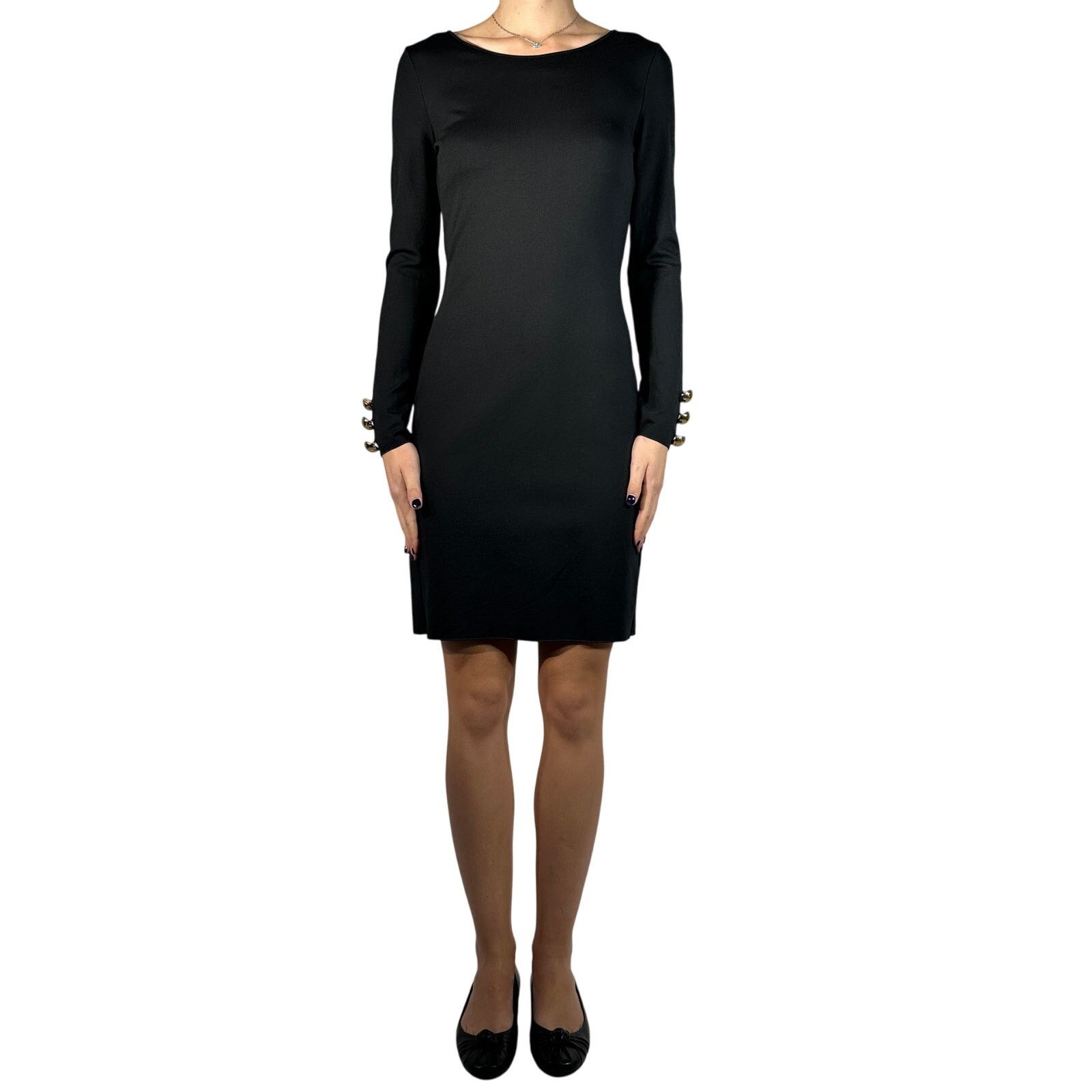 Emporio Armani EMPORIO ARMANI Long Sleeve Dress LBD Black IT 42 US 6 Size M / US 6-8 / IT 42-44 - 2 Thumbnail