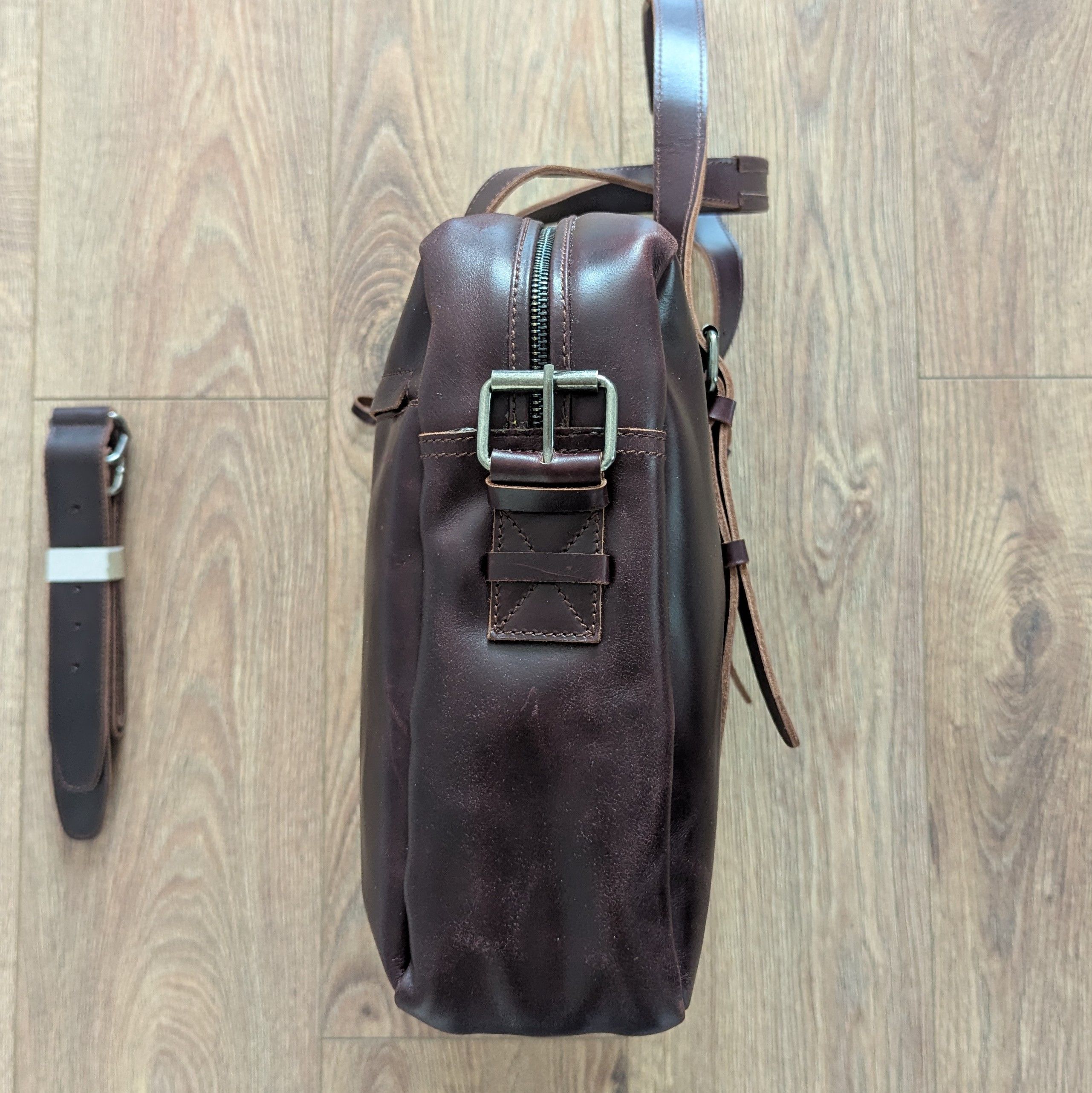 Handmade × Leather Heritage Leather Handmade Mens Messenger Shoulder Bag Laptop Size ONE SIZE - 9 Thumbnail