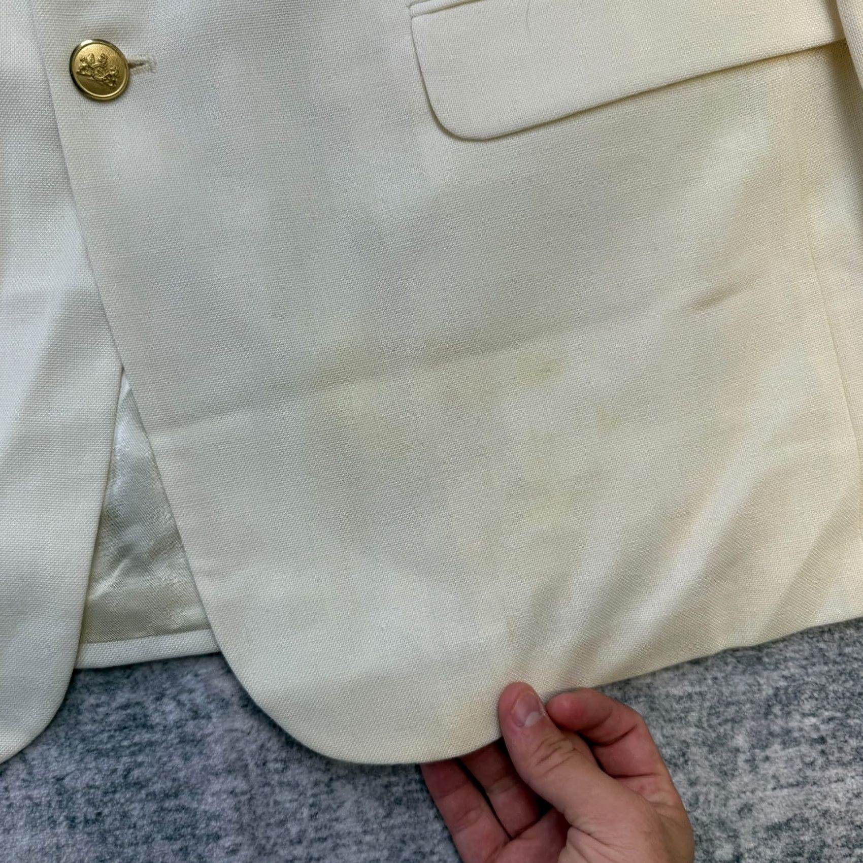 Stafford VTG Stafford Blazer Jacket Mens 44R Cream Sport Coat Coastal Golf Button READ Size 44R - 6 Thumbnail