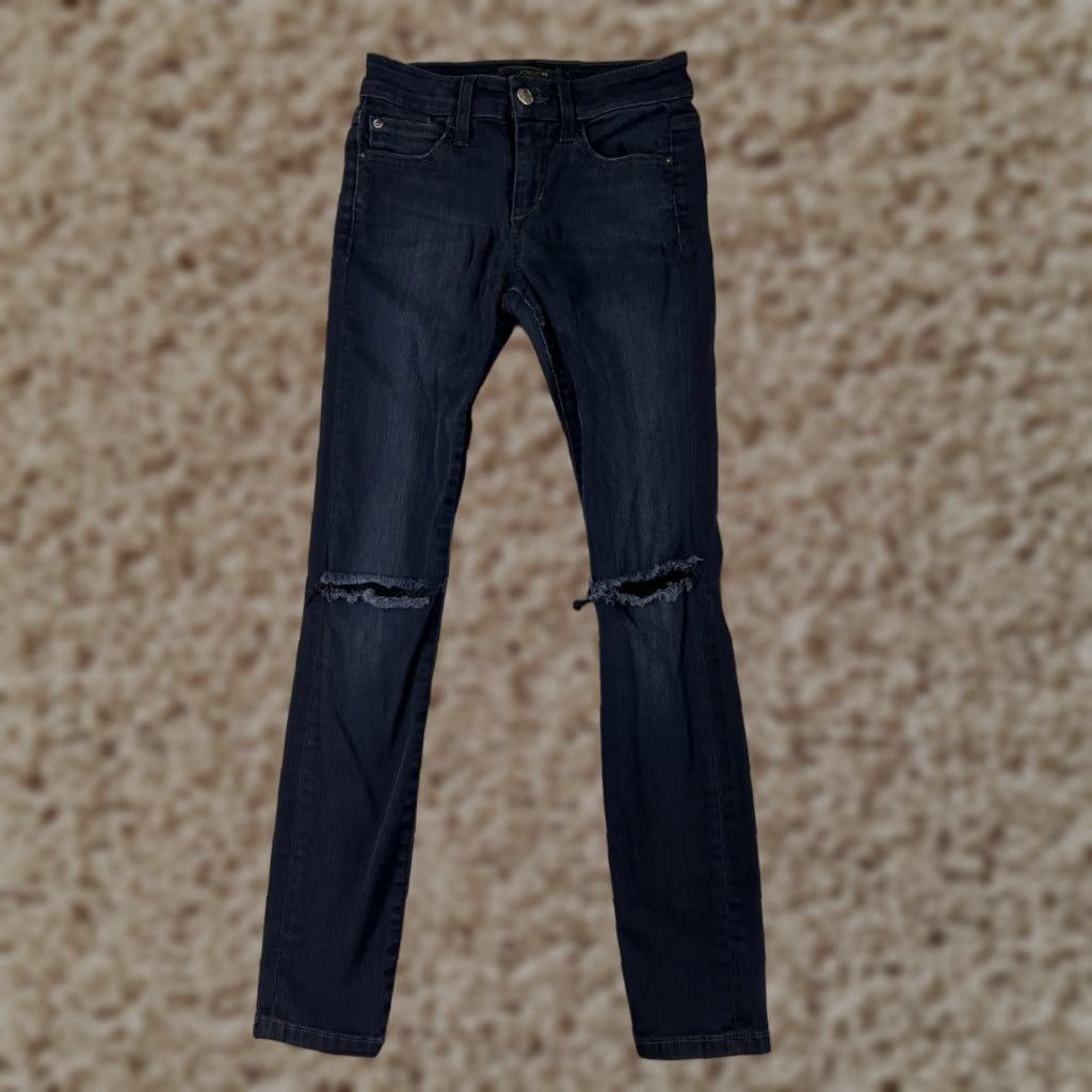 Denime Joes Jeans Womens 25 Black Denim Skinny Ankle Dark Wash 5-Pocket Cotton Blend Distressed Color: Black Size 25 Womens Jeans Size 42" / US 20 - 1 Thumbnail