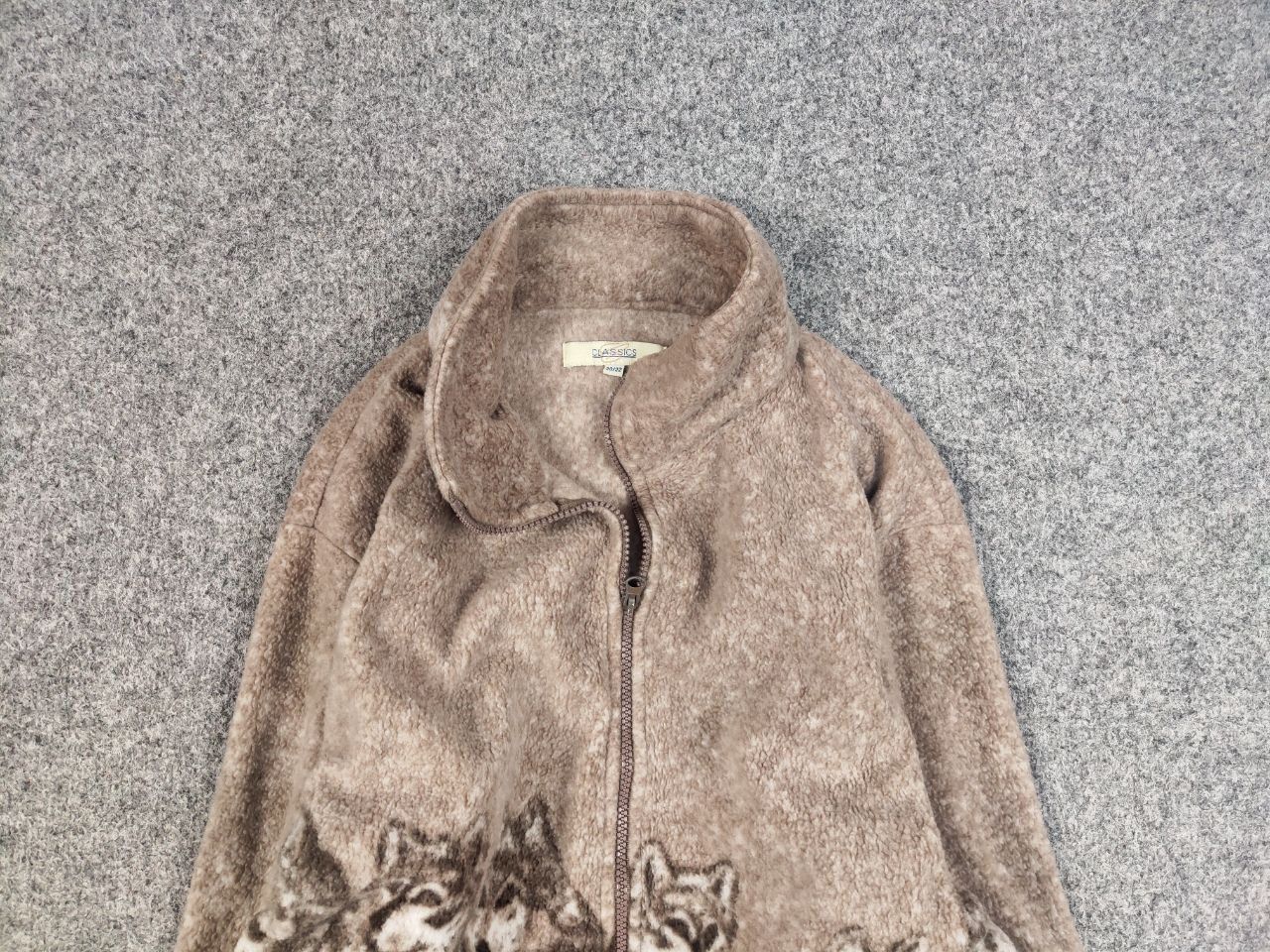Japanese Brand Vintage 90's Fleece Zip Jacket Over Art Brown Wolf Hype Size US M / EU 48-50 / 2 - 8 Thumbnail