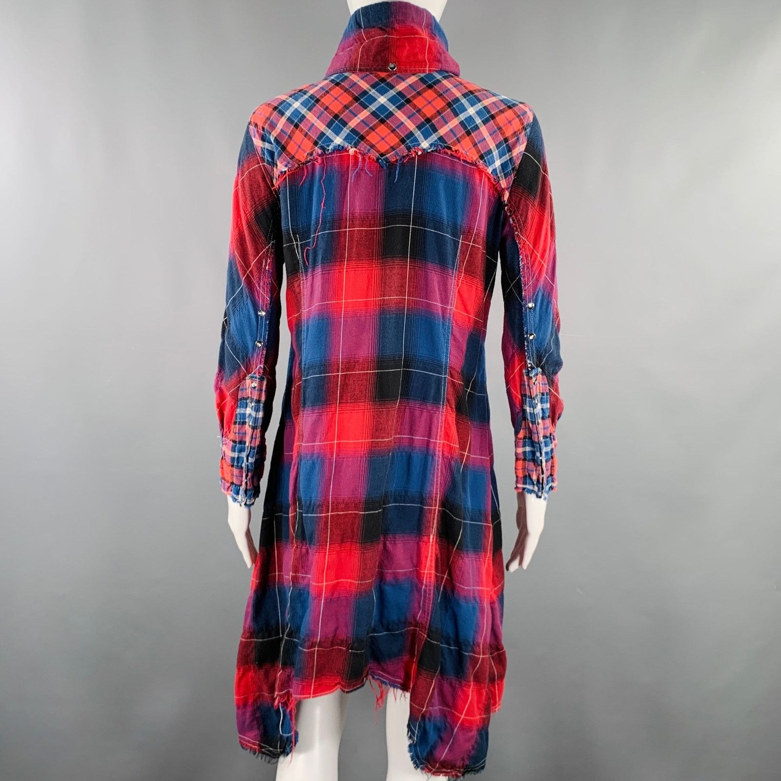 Le Grande Bleu (L.G.B.) L.G.B Size 2 Red Blue Cotton Blend Plaid Shirt Dress Size XS / US 0-2 / IT 36-38 - 5 Thumbnail