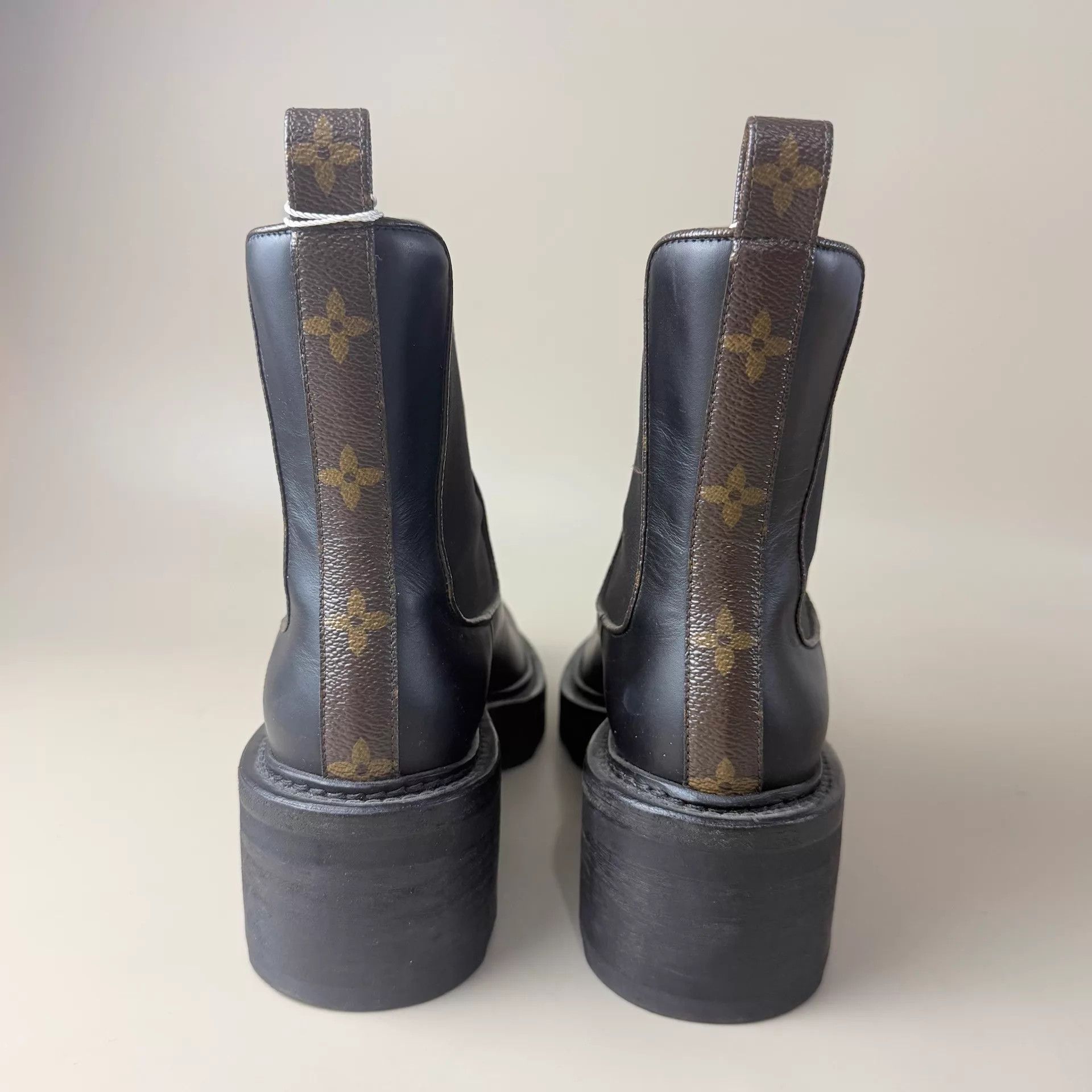 Louis Vuitton LV black brown Monogram thick sole boots EUR 38.5 Size US 8 / IT 38 - 3 Thumbnail