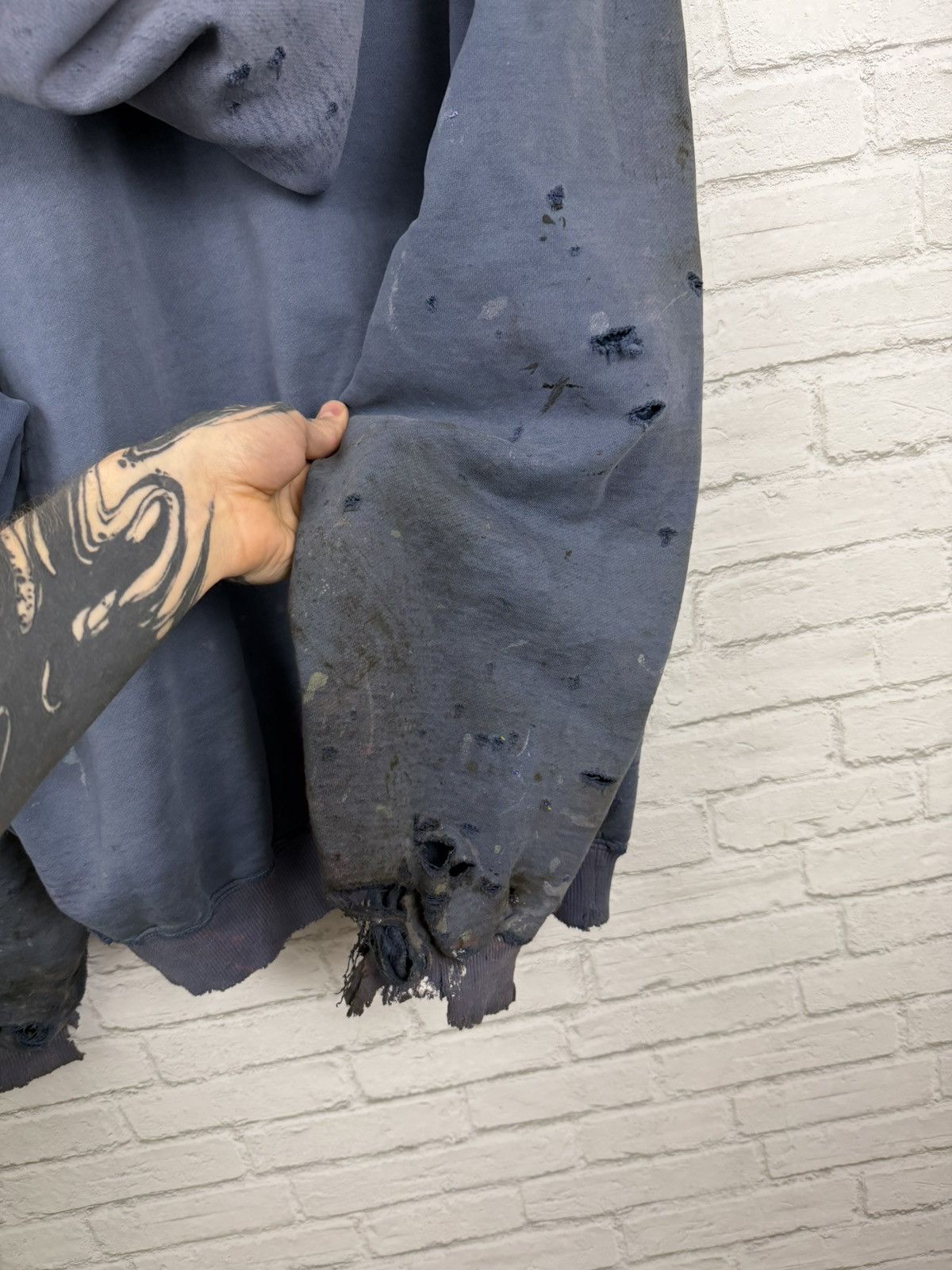 Champion (XL) APOCALYPTIC THRASHED OUT Faded Blue Champion Hoodie Size US XL / EU 56 / 4 - 20 Thumbnail