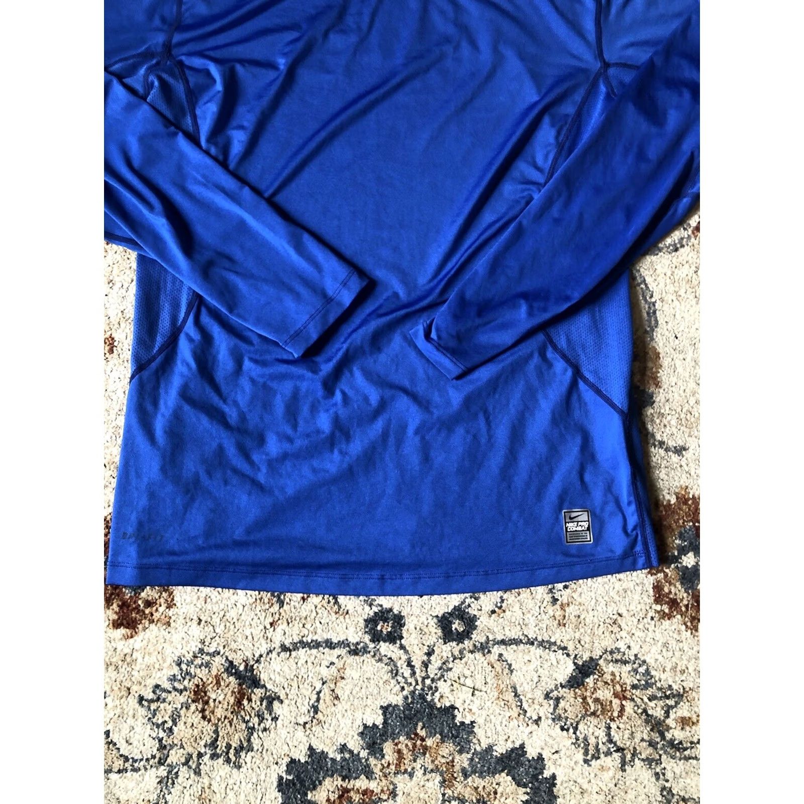 Nike Nike Pro Combat Shirt Mens Large Blue Dri-Fit Fitted Long Sleeve Gym Training Crew Neck Logo Size US L / EU 52-54 / 3 - 5 Thumbnail