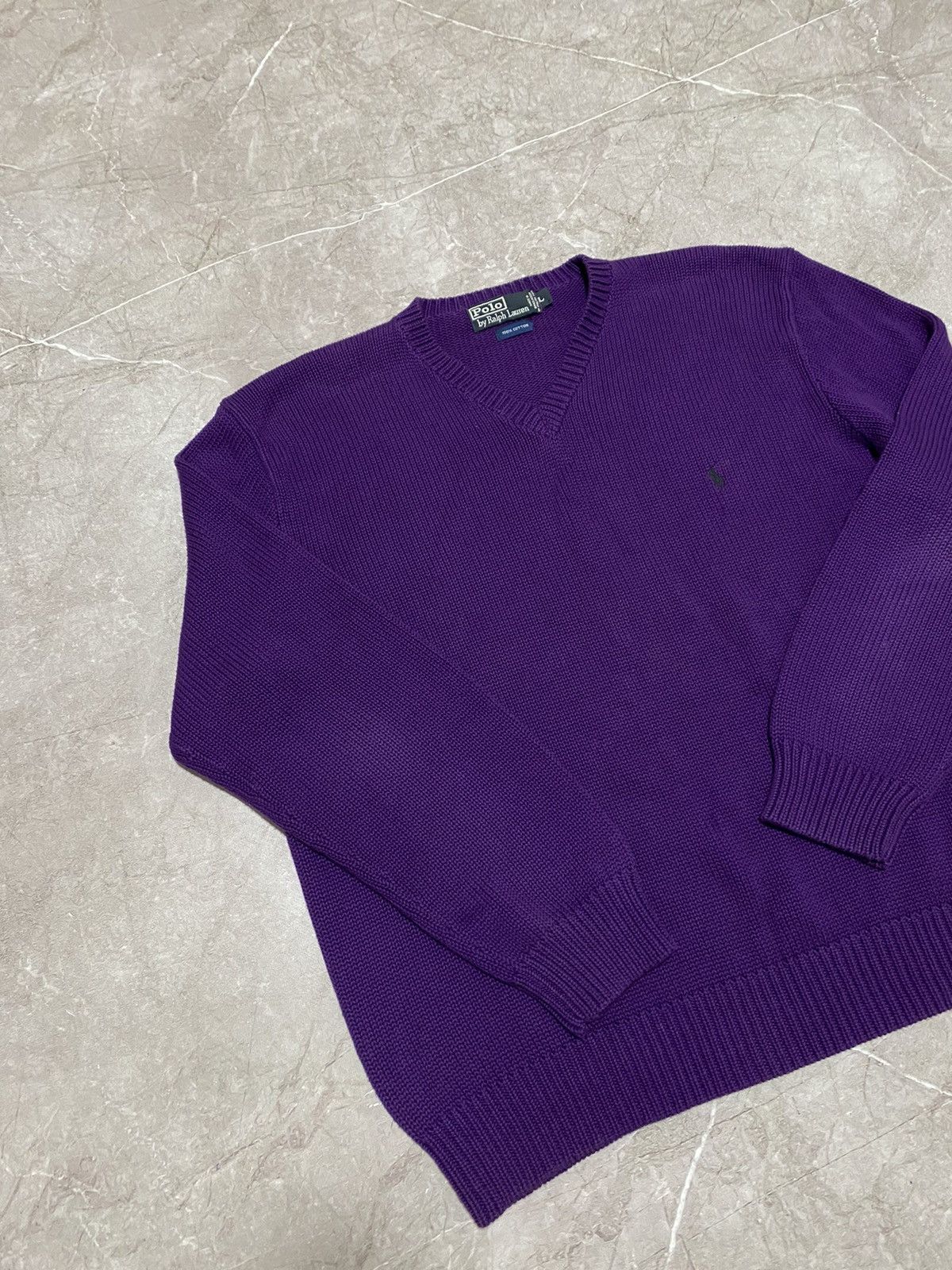 Polo Ralph Lauren × Ralph Lauren × Vintage Vintage Y2K Polo Ralph Lauren Purple V-Neck Sweatshirt 90s Size US L / EU 52-54 / 3 - 3 Thumbnail
