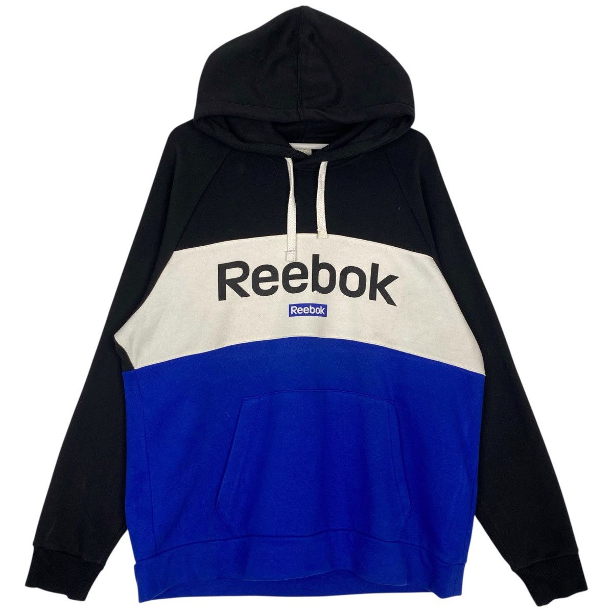 Vintage Vintage 90s Reebok Hoodie Sweater Navy Blue Pullover Size L Size US L / EU 52-54 / 3 - 1 Thumbnail