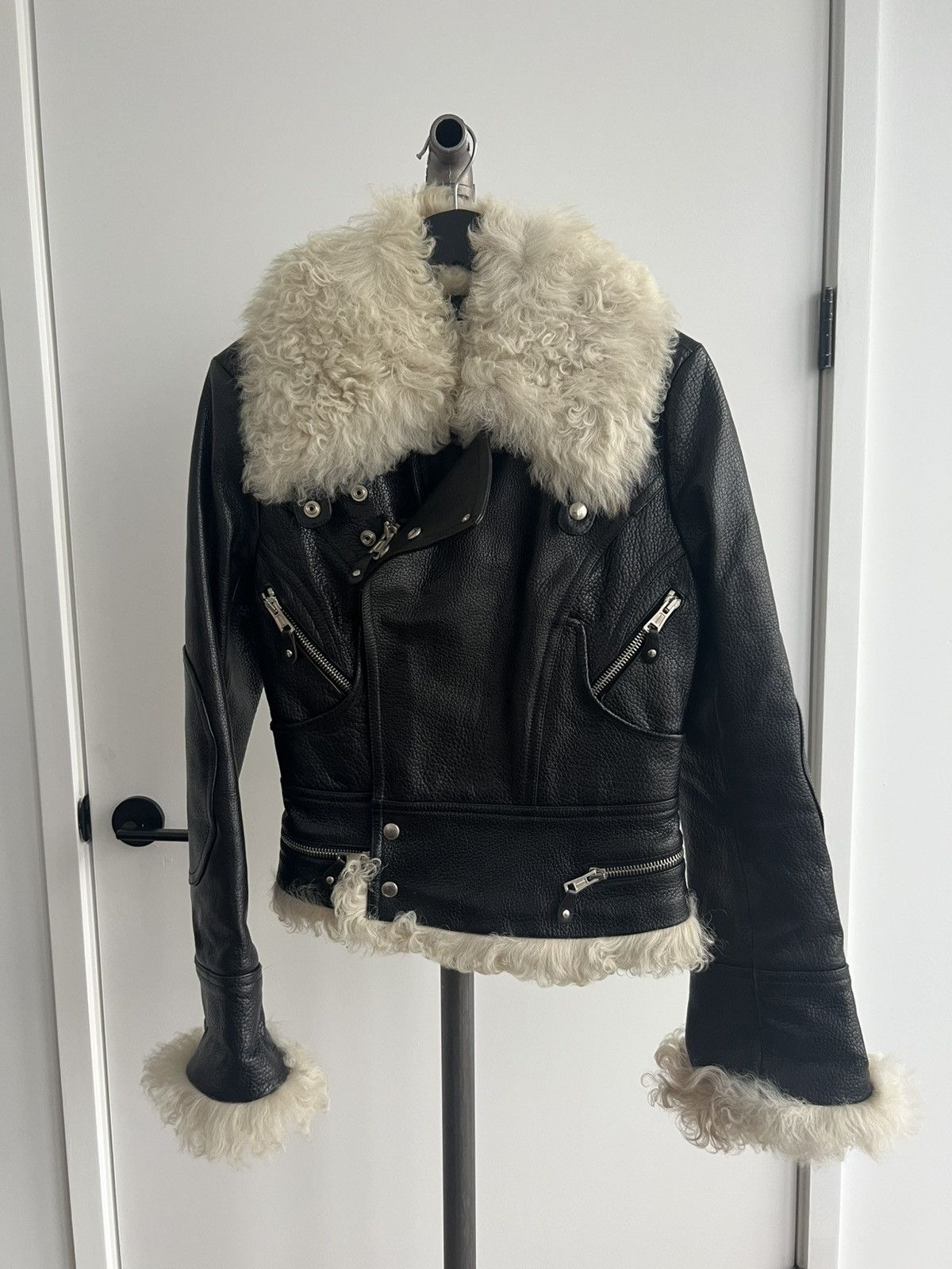 Balenciaga AW04 Shearling Biker Jacket Size XS / US 0-2 / IT 36-38 - 5 Thumbnail