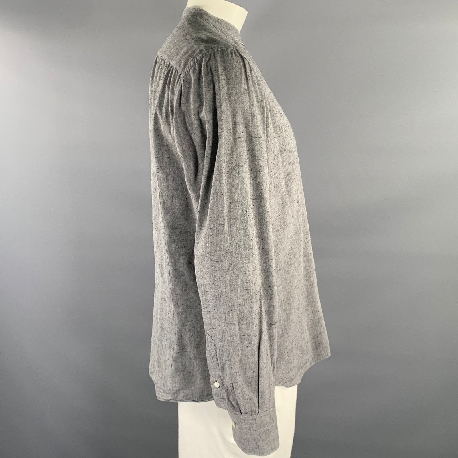 Eidos Napoli EIDOS Size L Grey Speckled Band Collar Long Sleeve Shirt Size US L / EU 52-54 / 3 - 3 Thumbnail