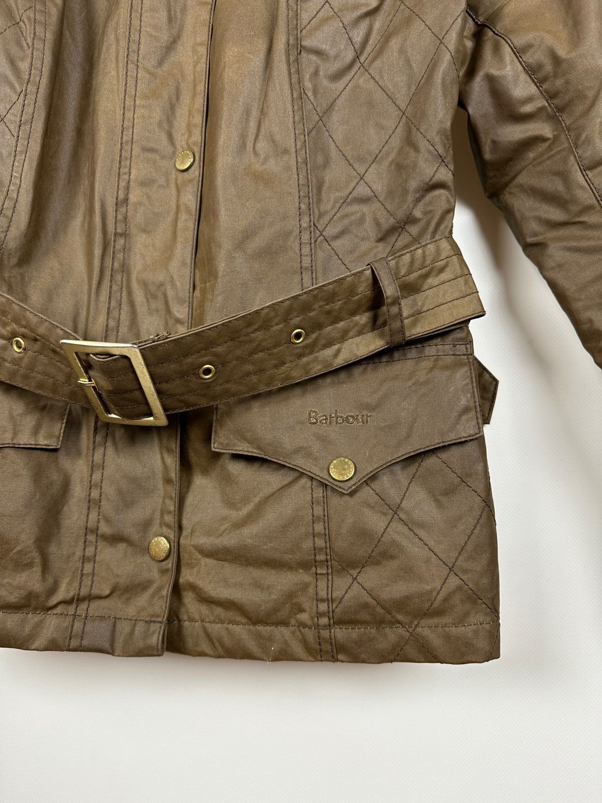 Barbour Women’s Barbour Wax Quilted Belt Brown Jacket Size M / US 6-8 / IT 42-44 - 10 Thumbnail