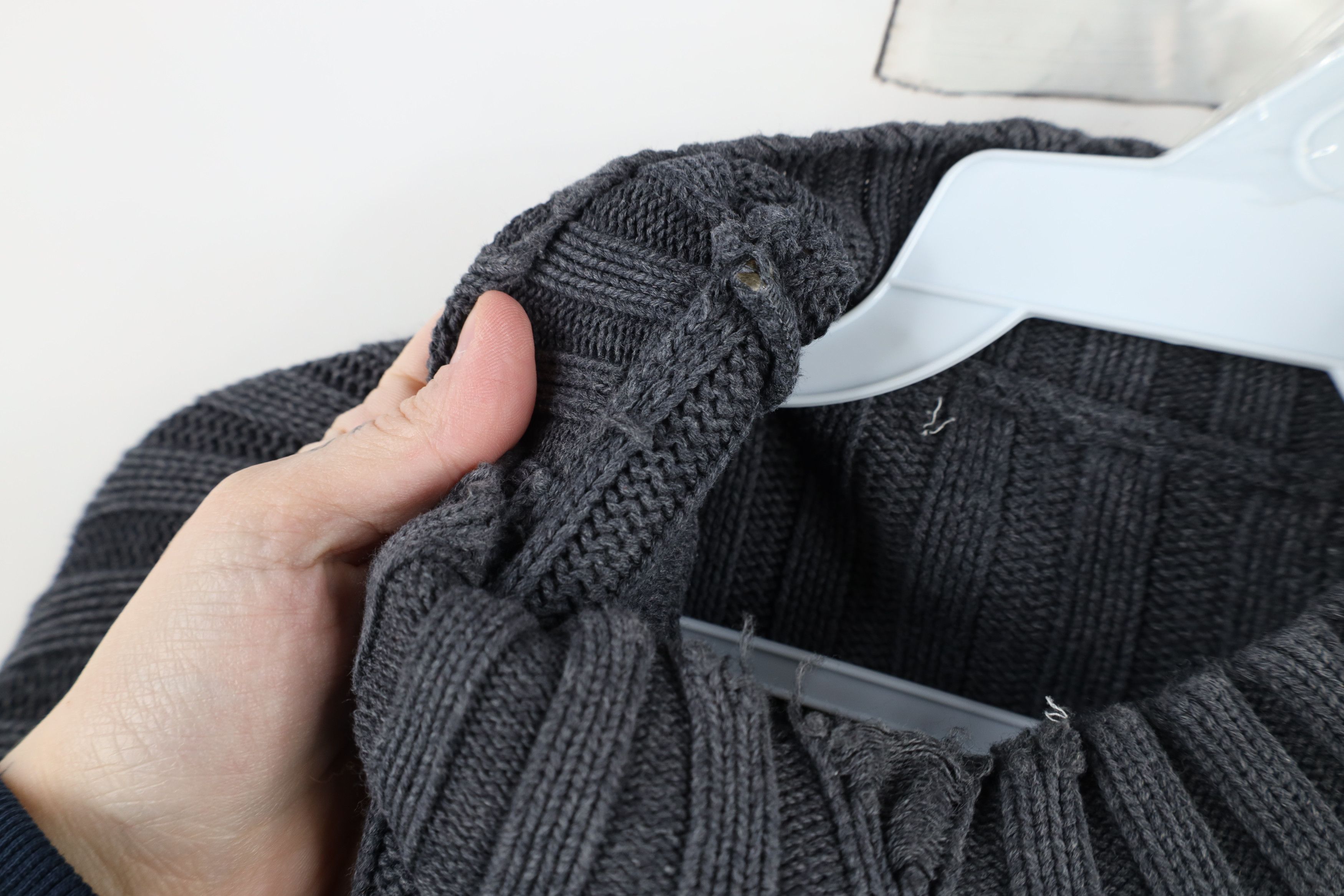 Vintage Vintage 90s Streetwear Ribbed Knit Mock Neck Sweater Gray Size US M / EU 48-50 / 2 - 6 Thumbnail