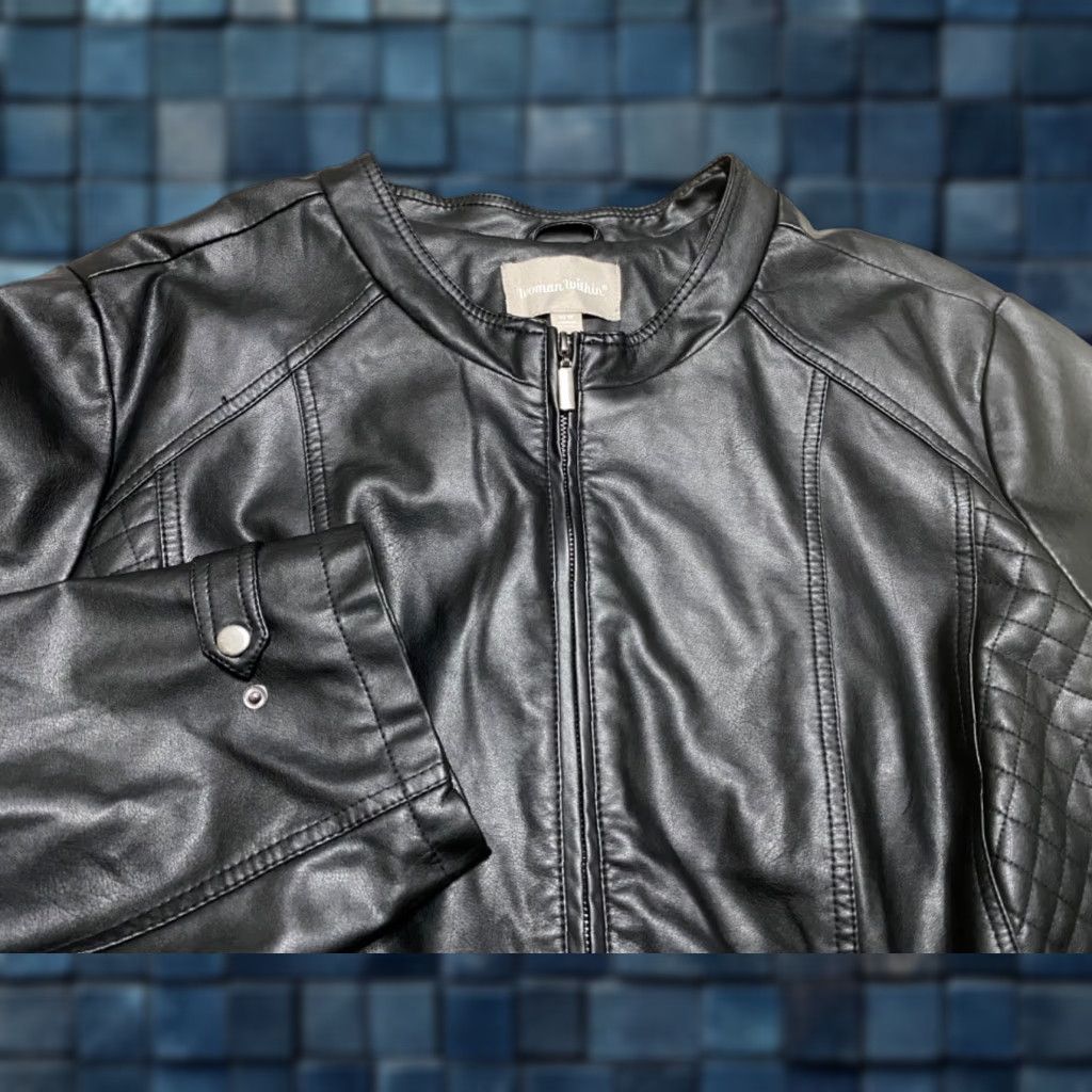 Vintage Woman Within Jacket Black Faux Leather Full Zip Long Sleeve 32W Plus Womens Jacket Women's Plus Size Black Faux Leather Full Zip Long Sleeve Size XXS / US 00 / IT 34 - 1 Thumbnail