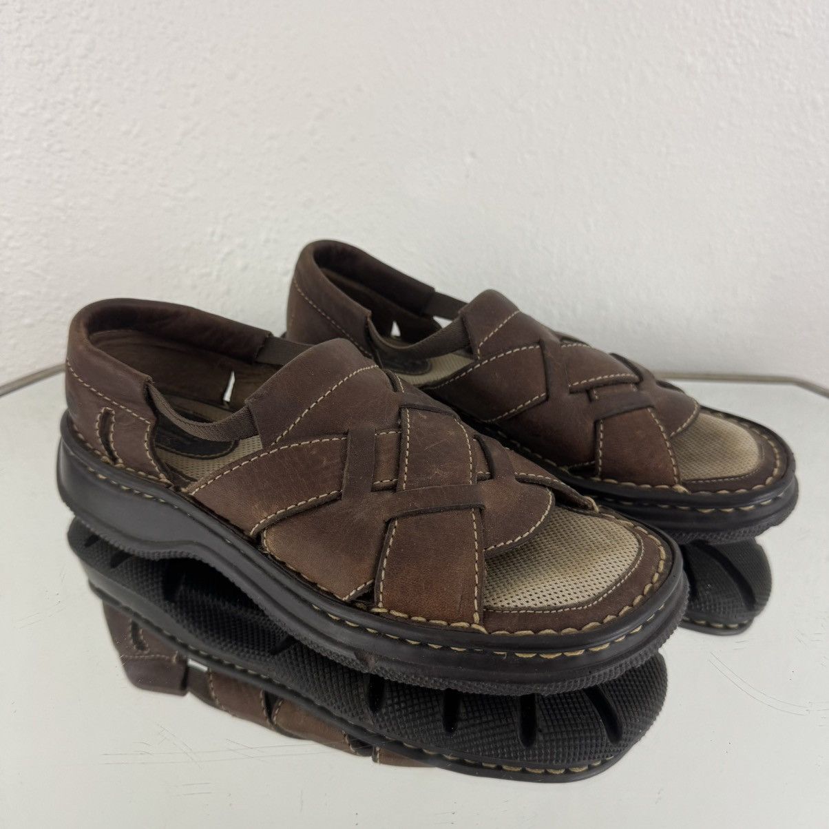 Born BORN 90s Womens Brown Leather Open Toe Fisherman Sandals Size US 6 / IT 36 - 1 Thumbnail